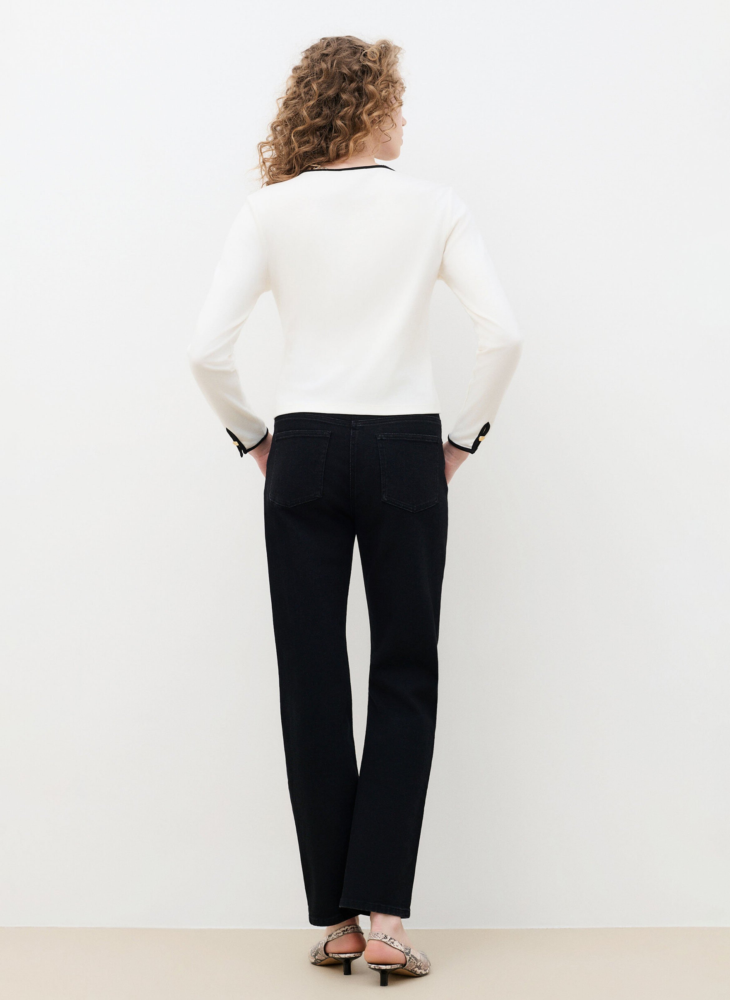 Cardigan effen ronde hals van katoen CAROLL Beige