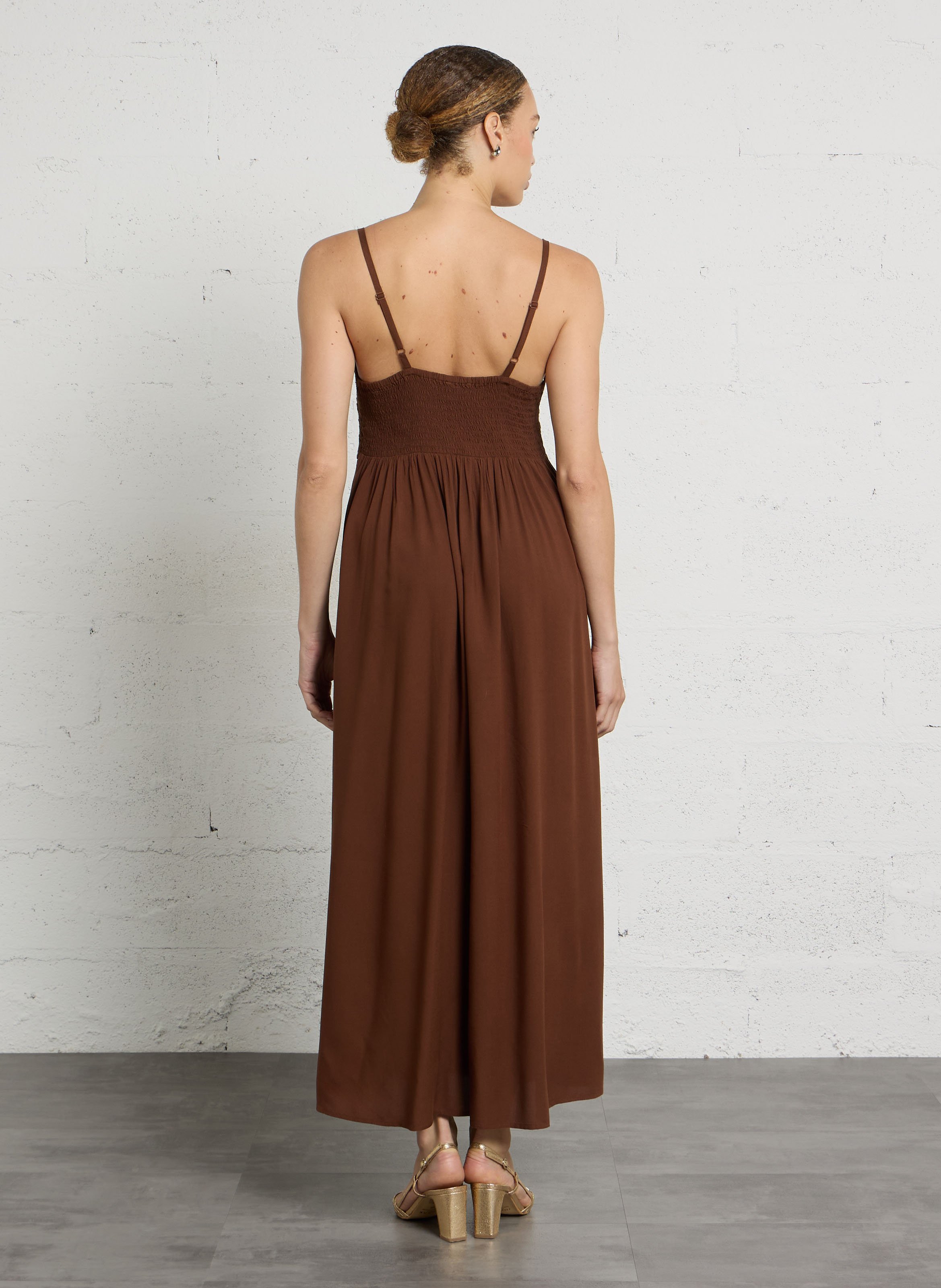 V-neck cotton midi dress MAISON 123 Beige