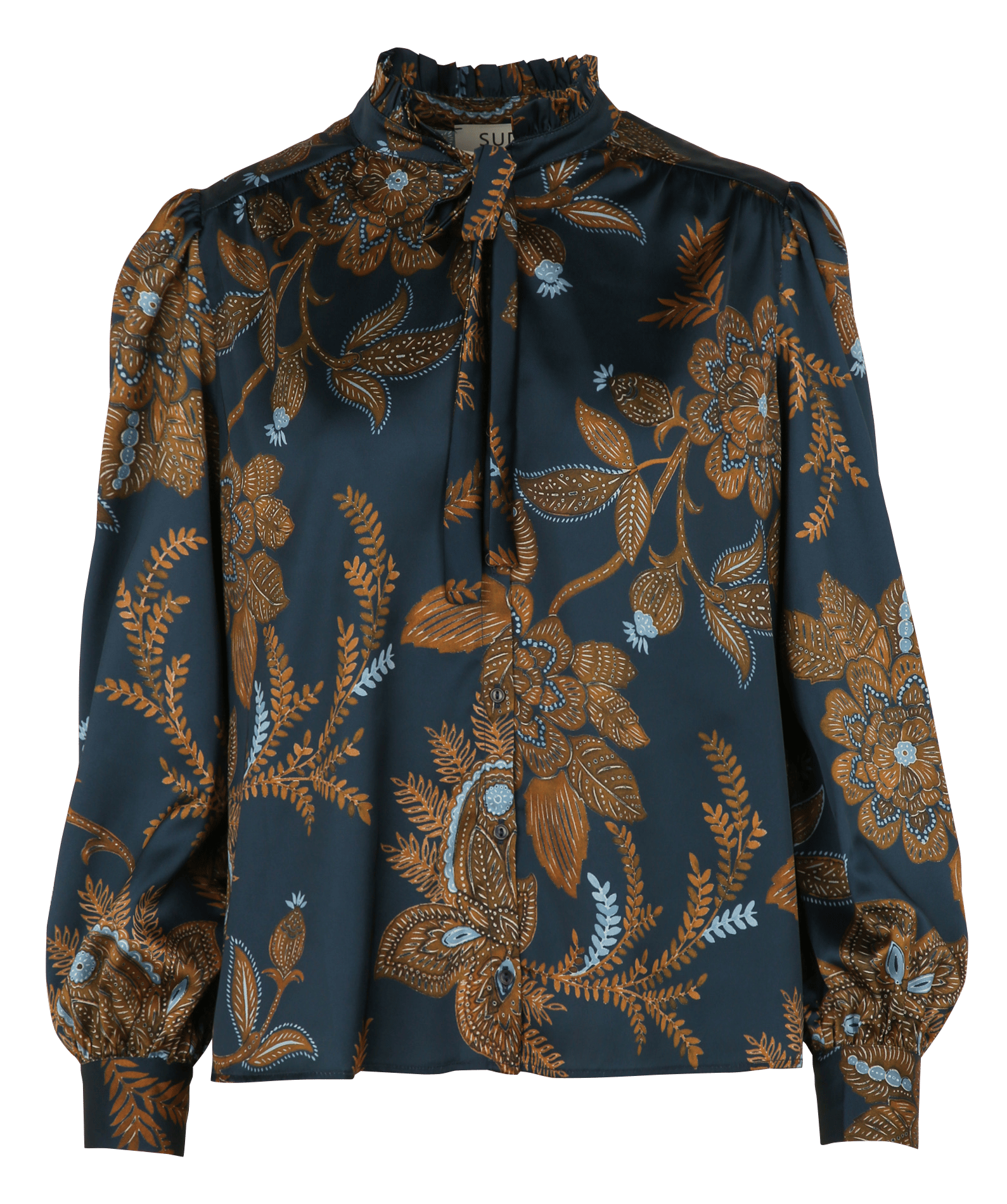Straight round neck printed blouse SUD EXPRESS Blue