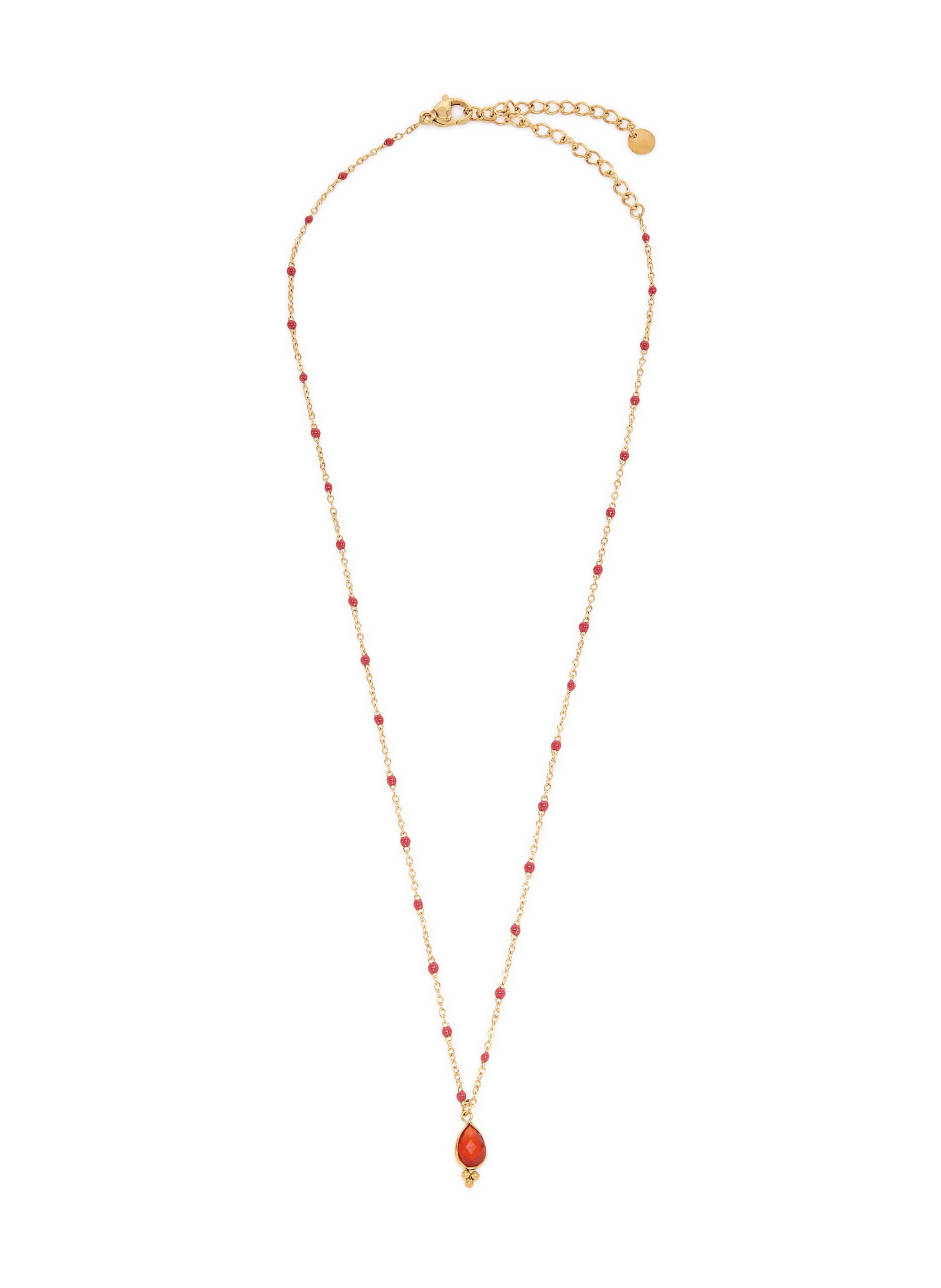 Collier en acier avec pierres de gemmess AU PRINTEMPS PARIS Rouge