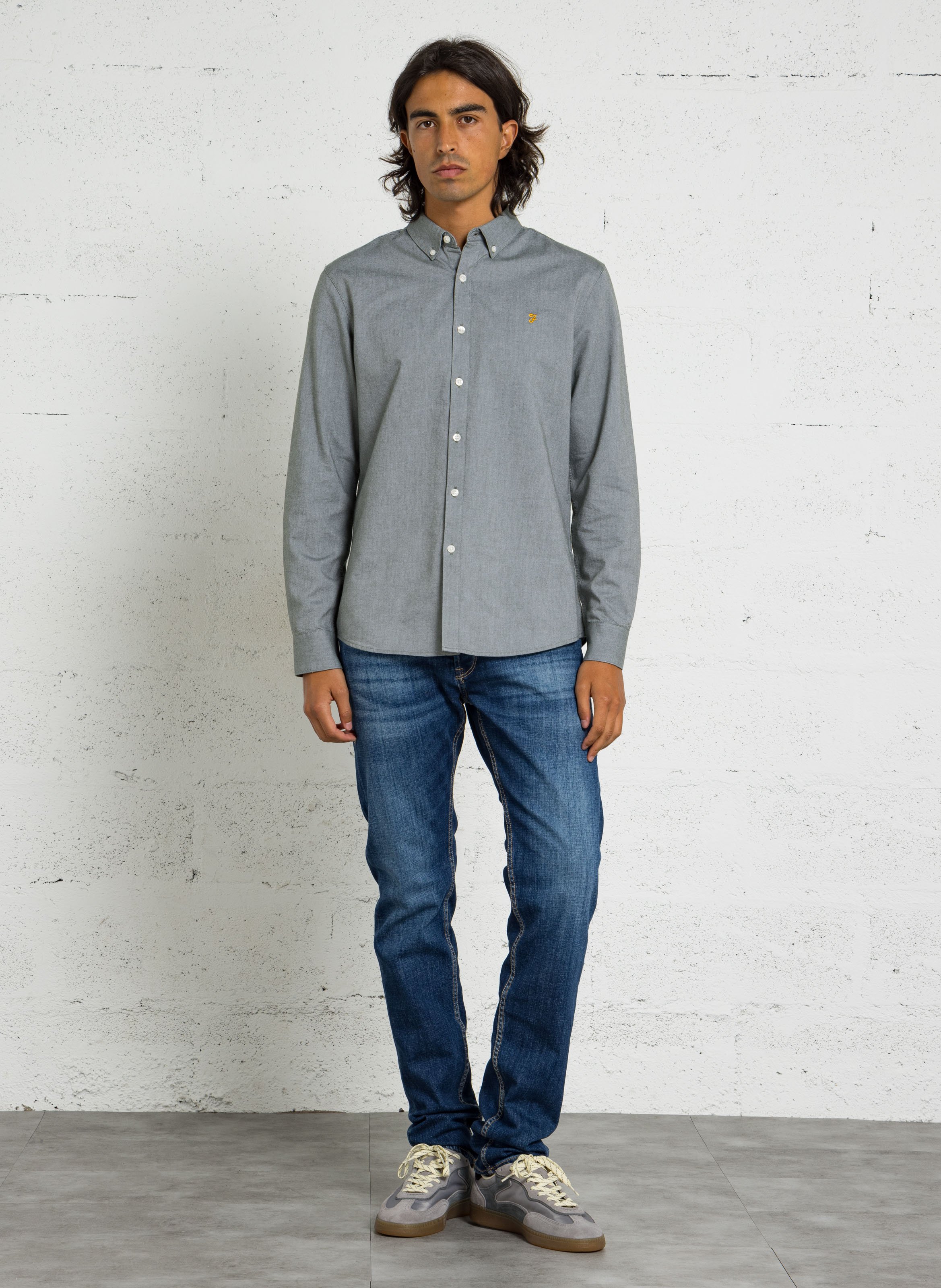 Chemise slim-fit en coton biologique FARAH Gris