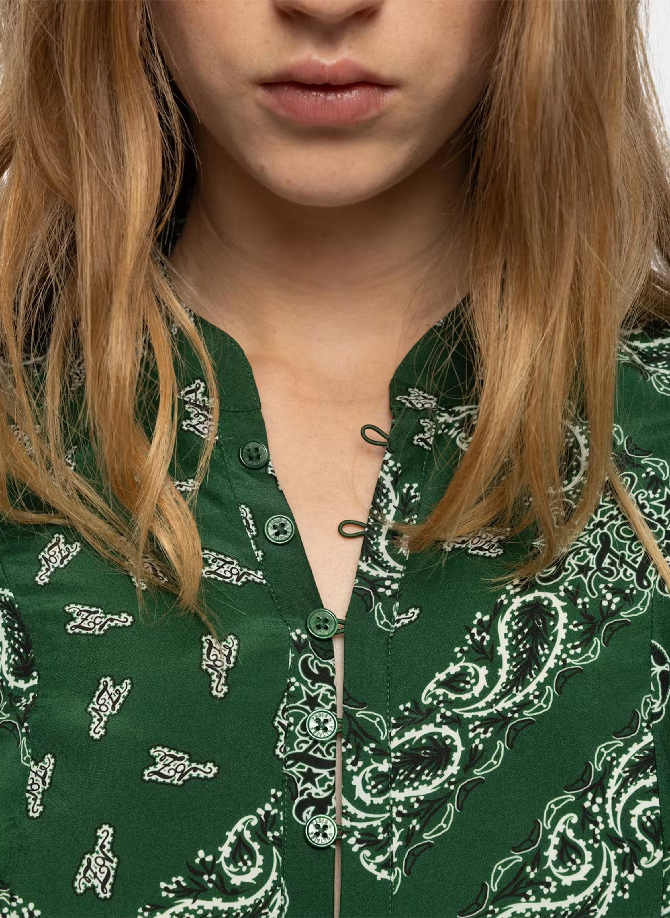 Chemise fluide imprimée en soie ZADIG&VOLTAIRE Vert