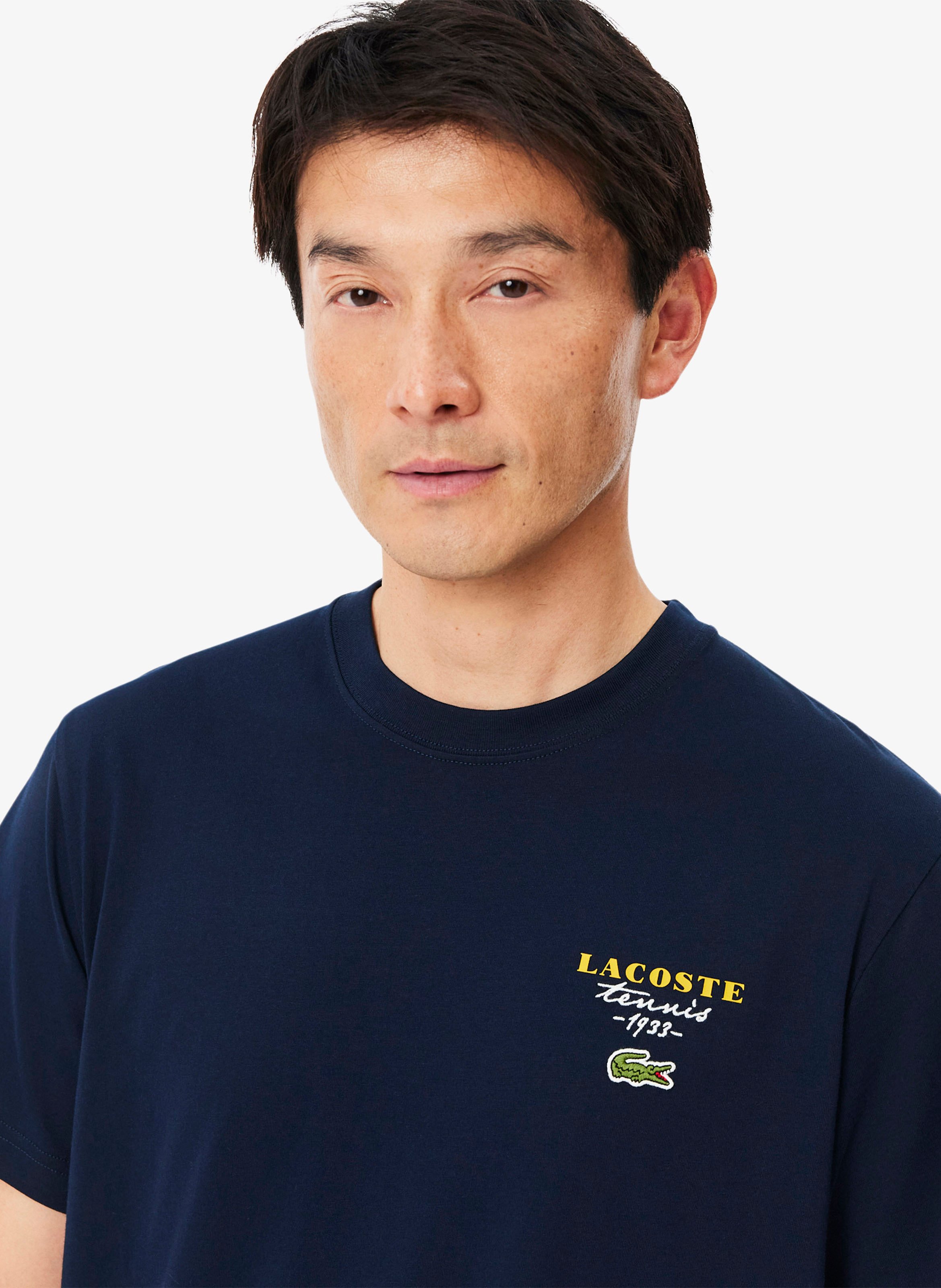 Bedrucktes Baumwoll-T-Shirt LACOSTE Blau