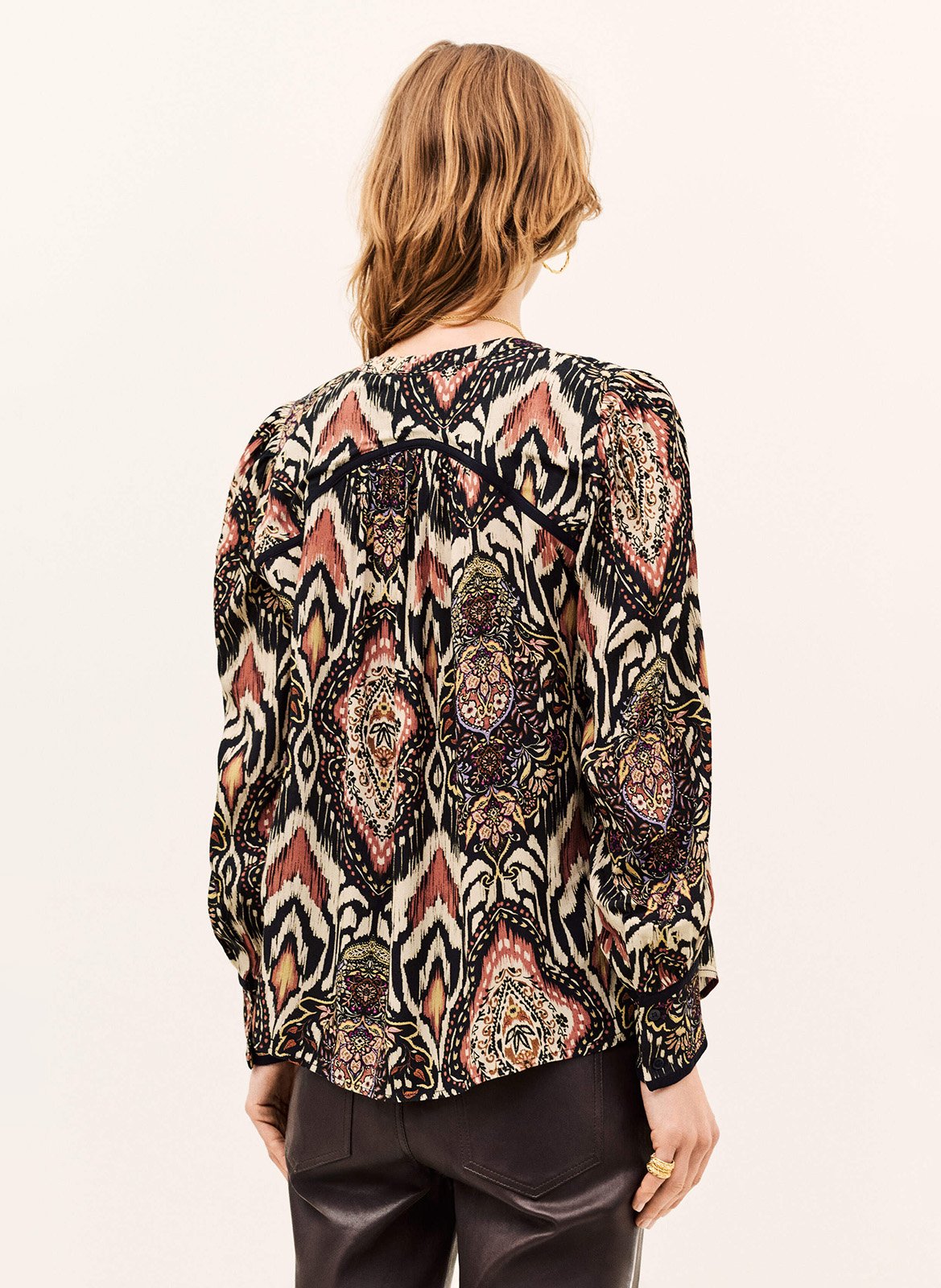 Blouse col tunisien imprimée BA&SH Noir