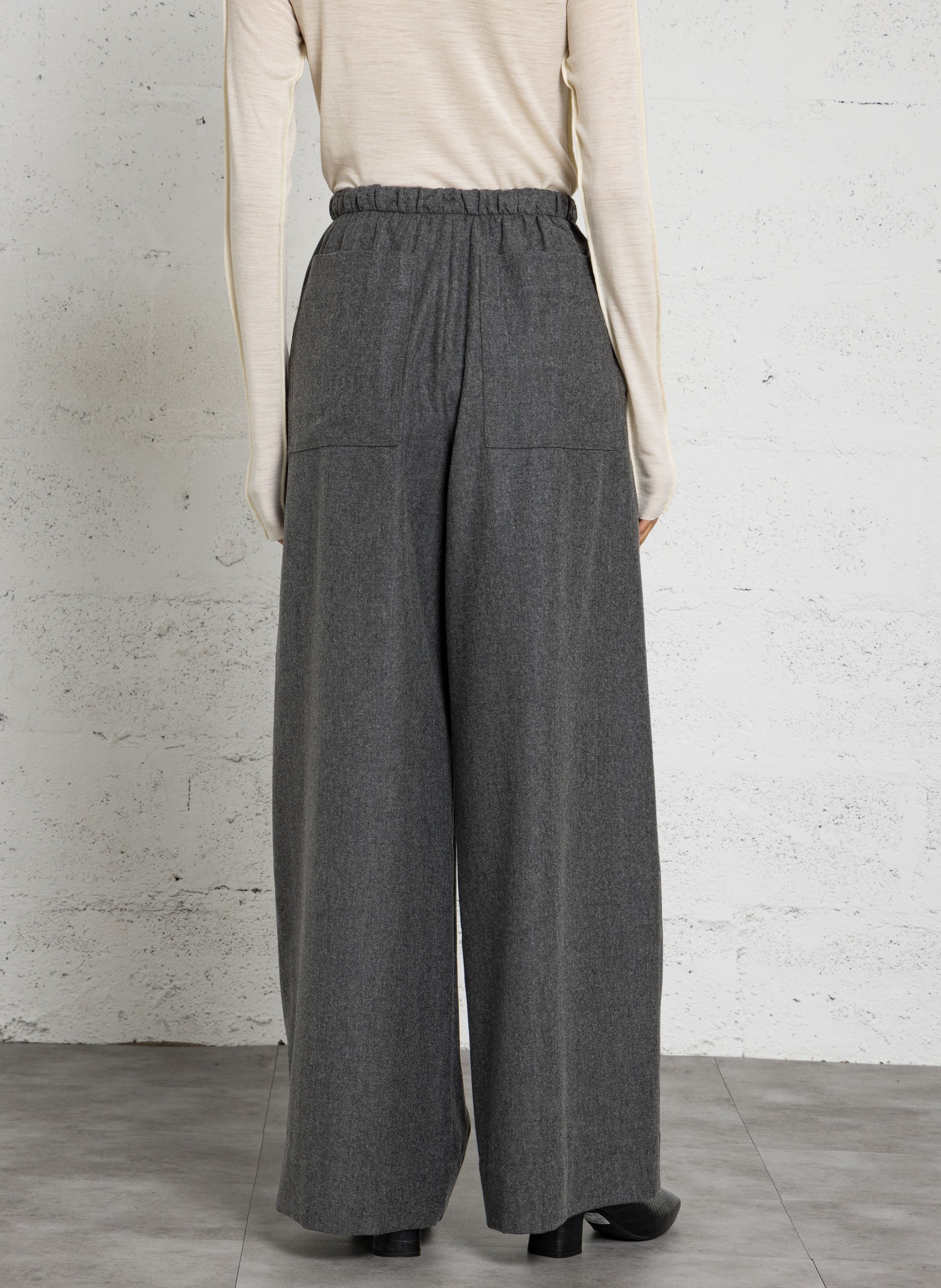 Pantalon ample en laine mélangée SOEUR Gris