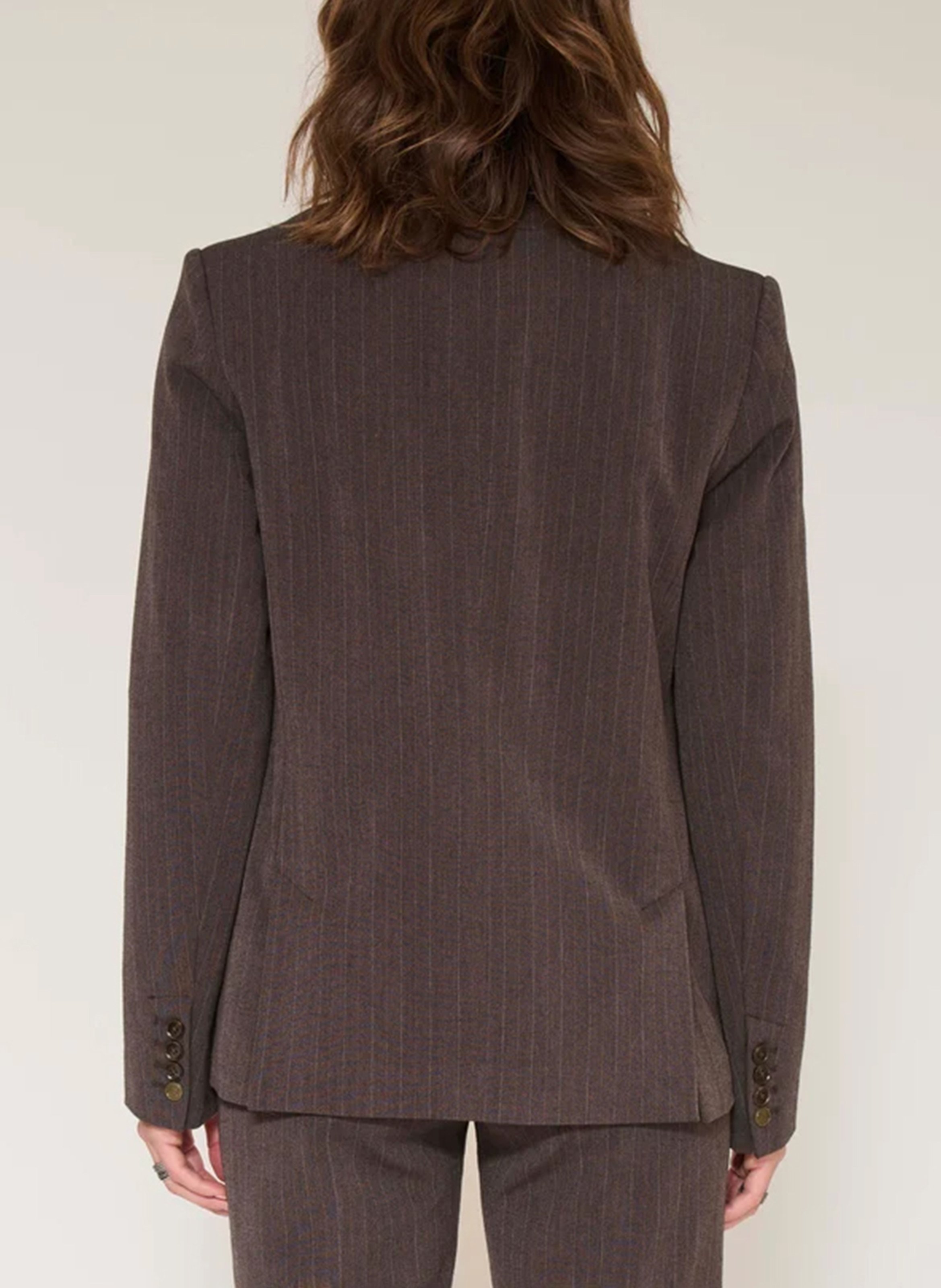 Veste tailleur cintrée à rayures MKT Marron