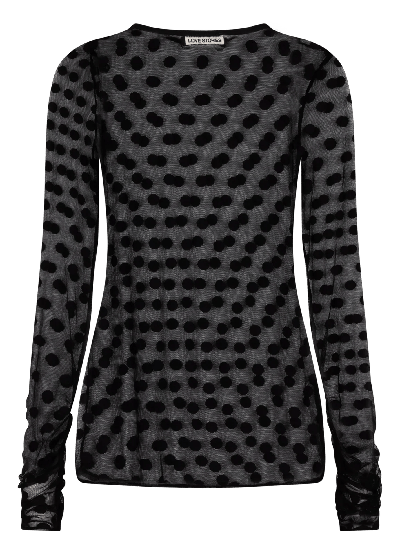 Transparentes, figurbetontes Top mit Polka-Dot-Muster LOVE STORIES Schwarz