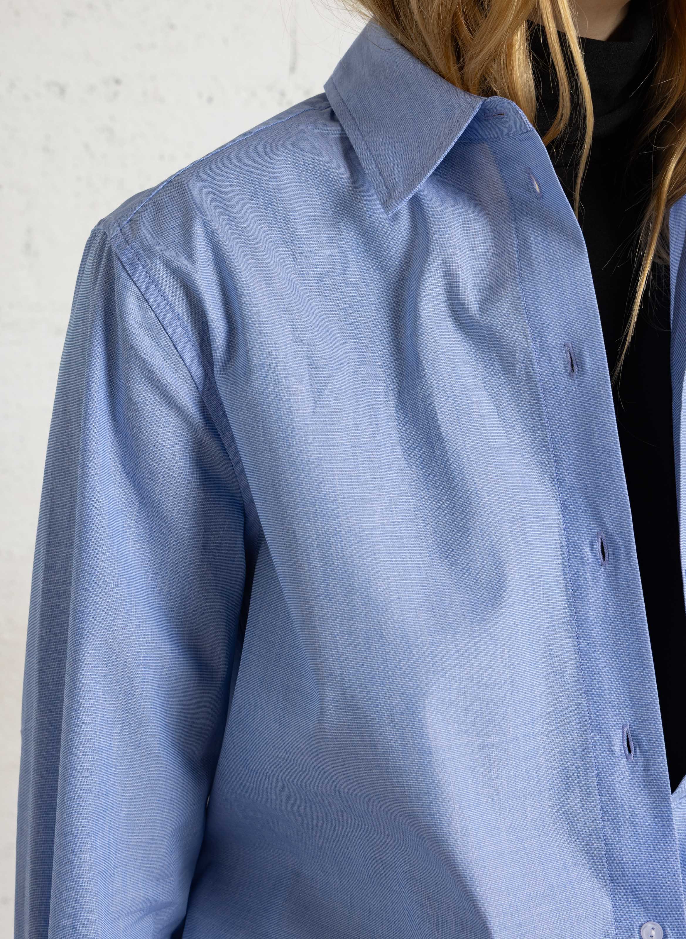 Solid Classic Collar Cotton Shirt SUD EXPRESS Blue
