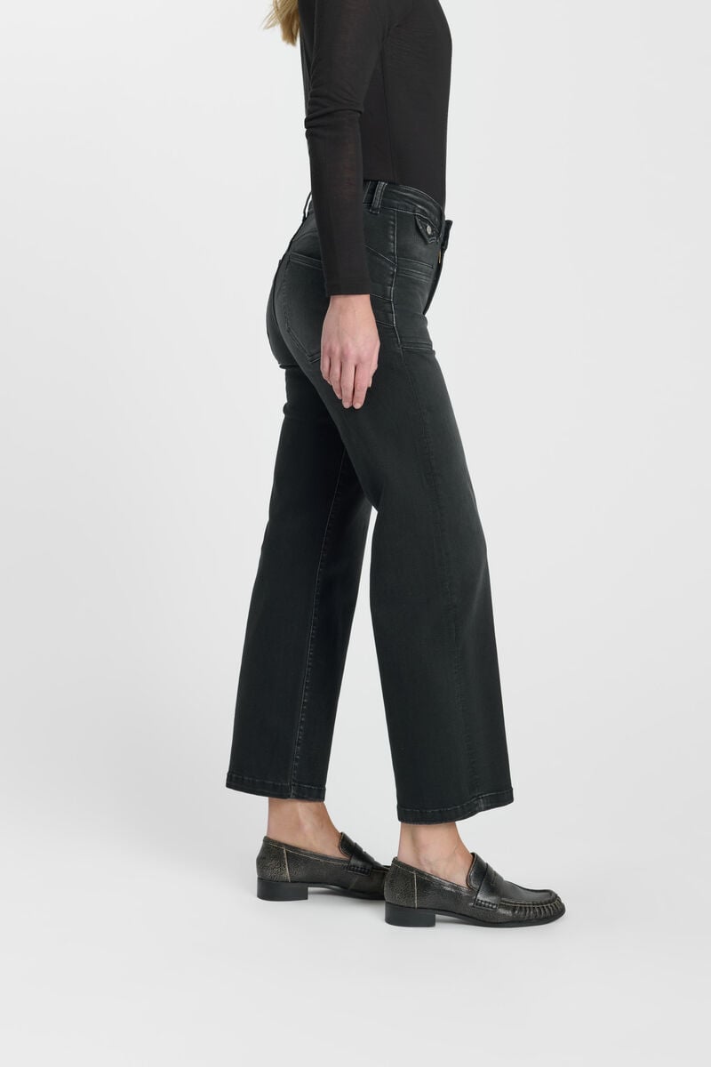 High-waisted loose-fit zip jeans LE TEMPS DES CERISES Black