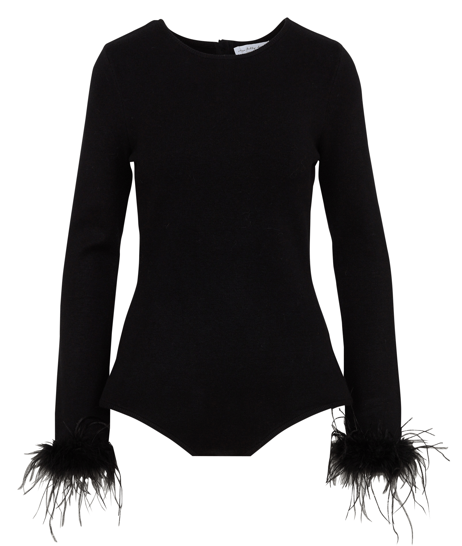 Fitted bodysuit with feathered sleeves NEVER FULLY DRESSED Black
