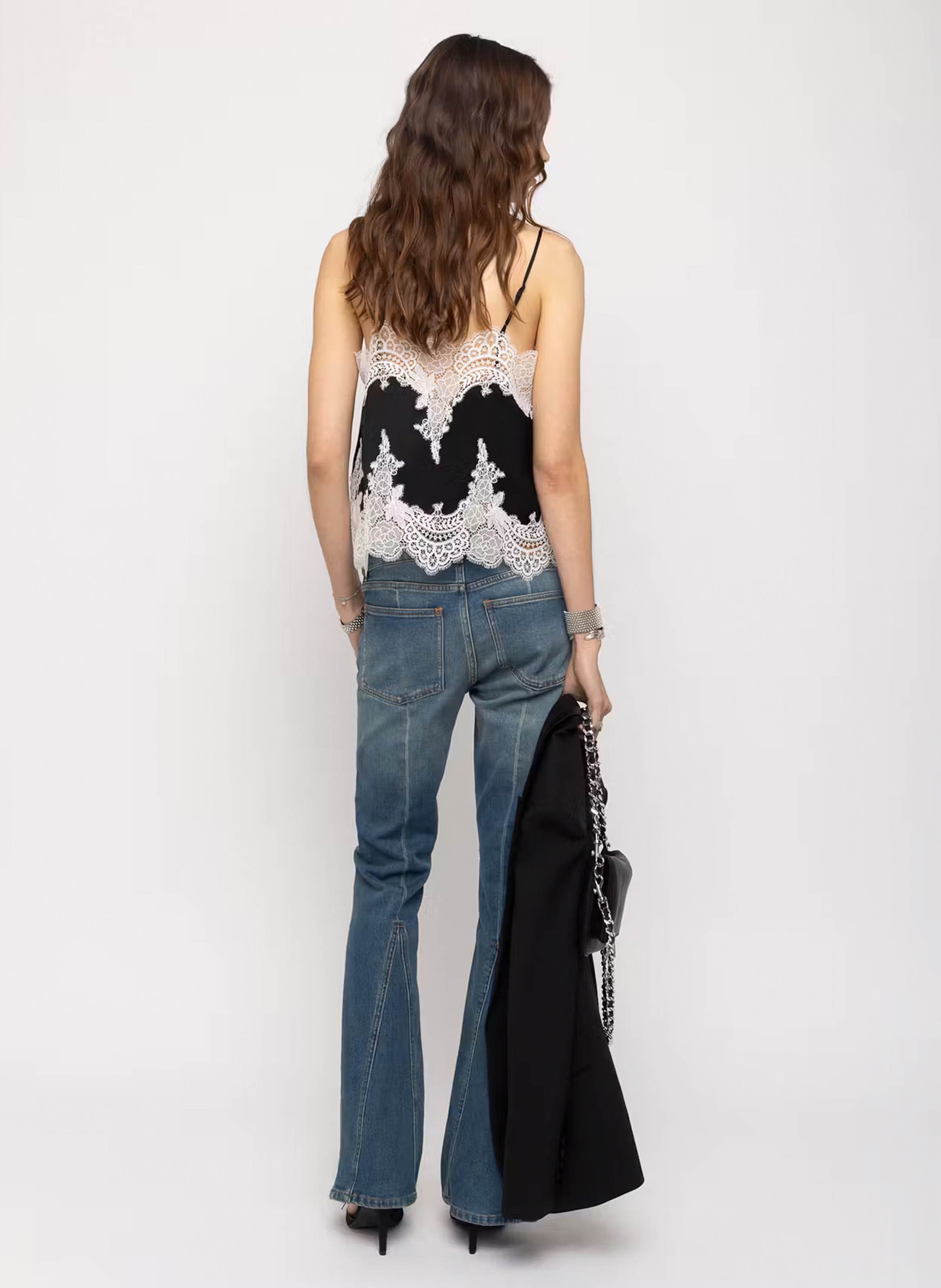 Zweifarbiges Camisole mit Spitze ZADIG&VOLTAIRE Schwarz