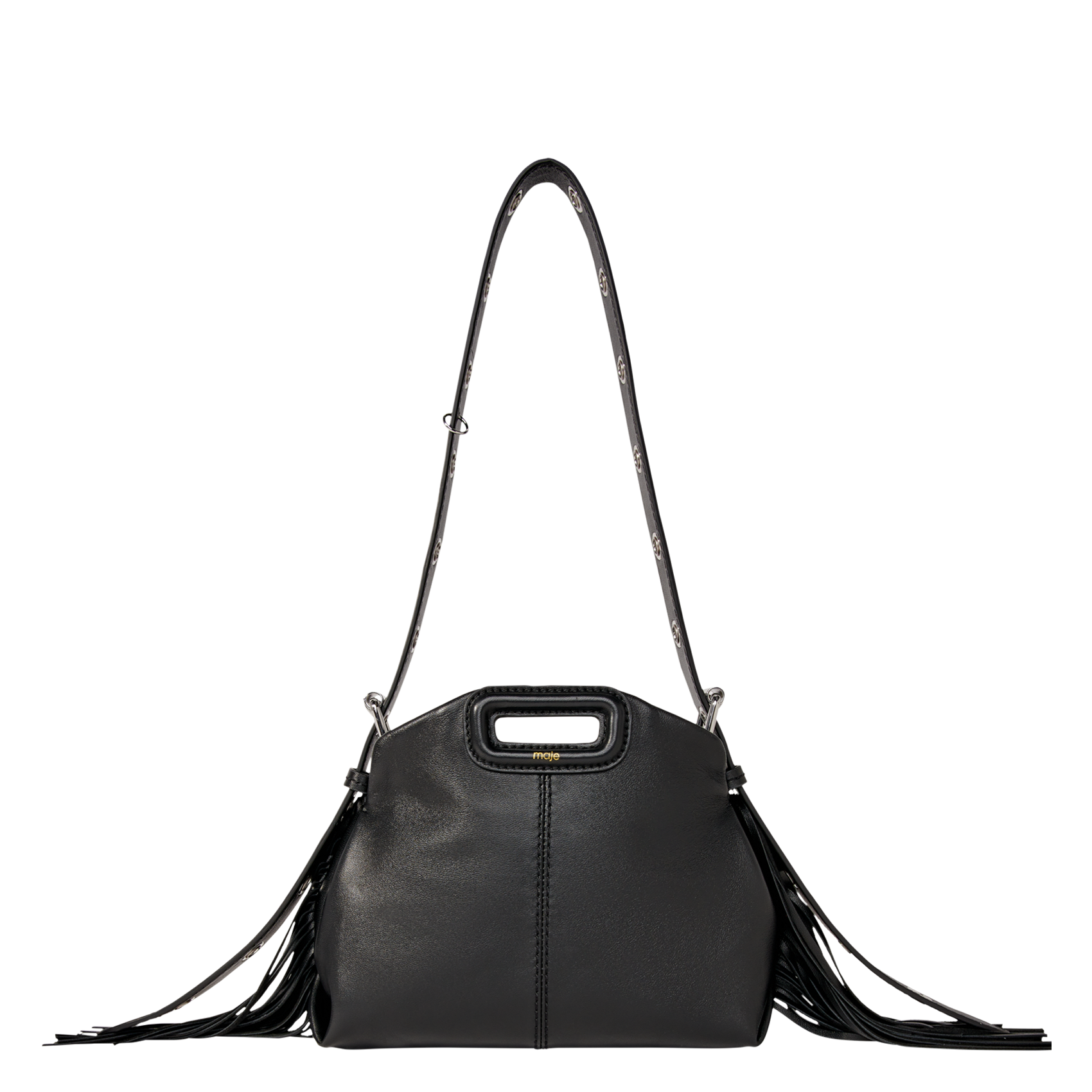 Sac bandoulière en cuir lisse MAJE Noir