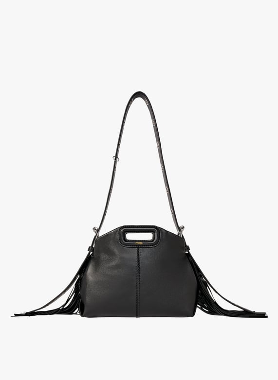 Sac bandoulière en cuir lisse Miss m mini Noir Maje Femme