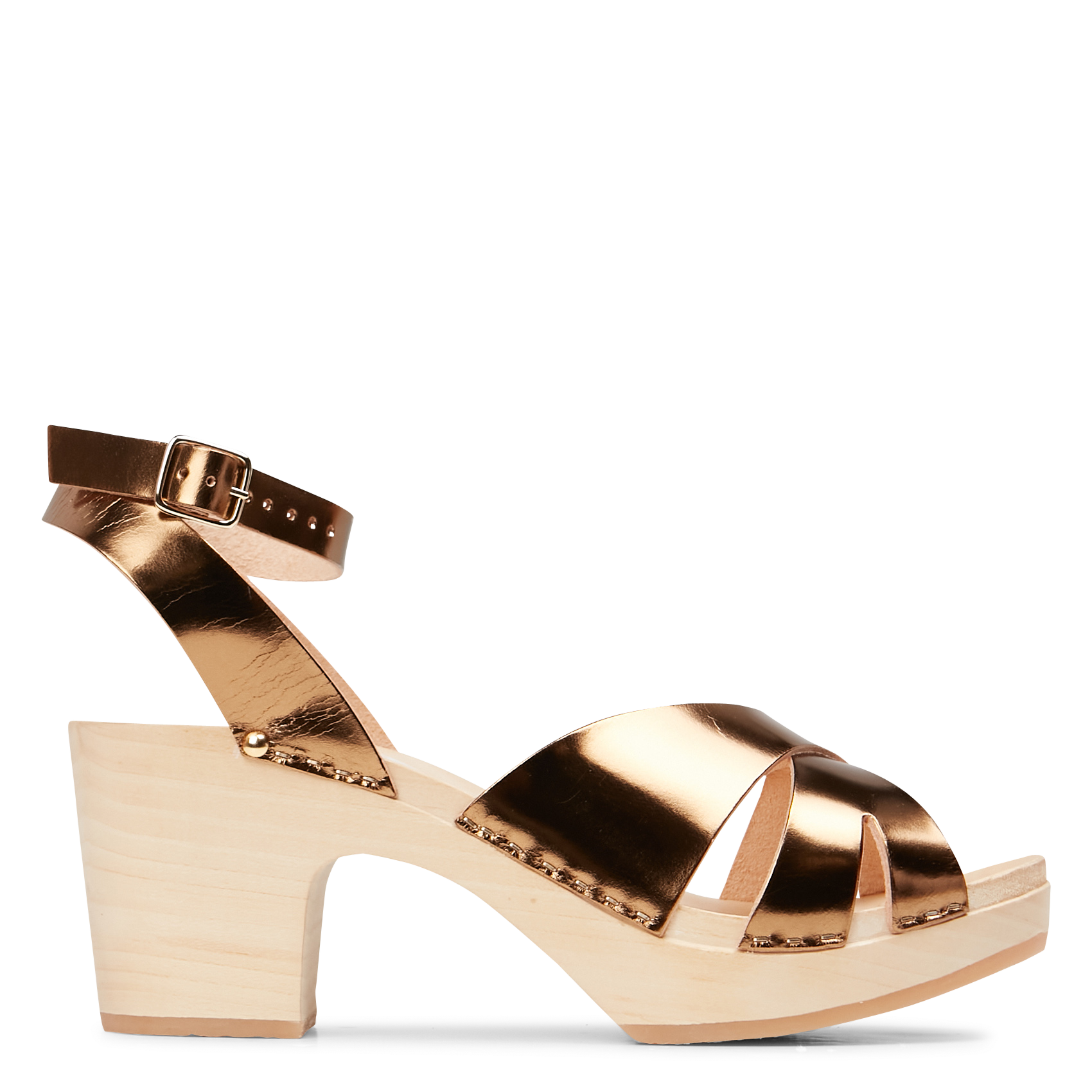 Heeled open clog sandals with adjustable strap SABOTS YOUYOU Brown