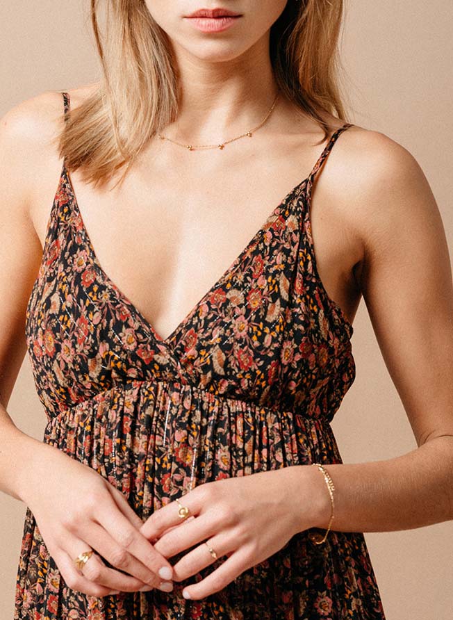 Robe maxi sans manche imprimée  GRACE ET MILA Noir