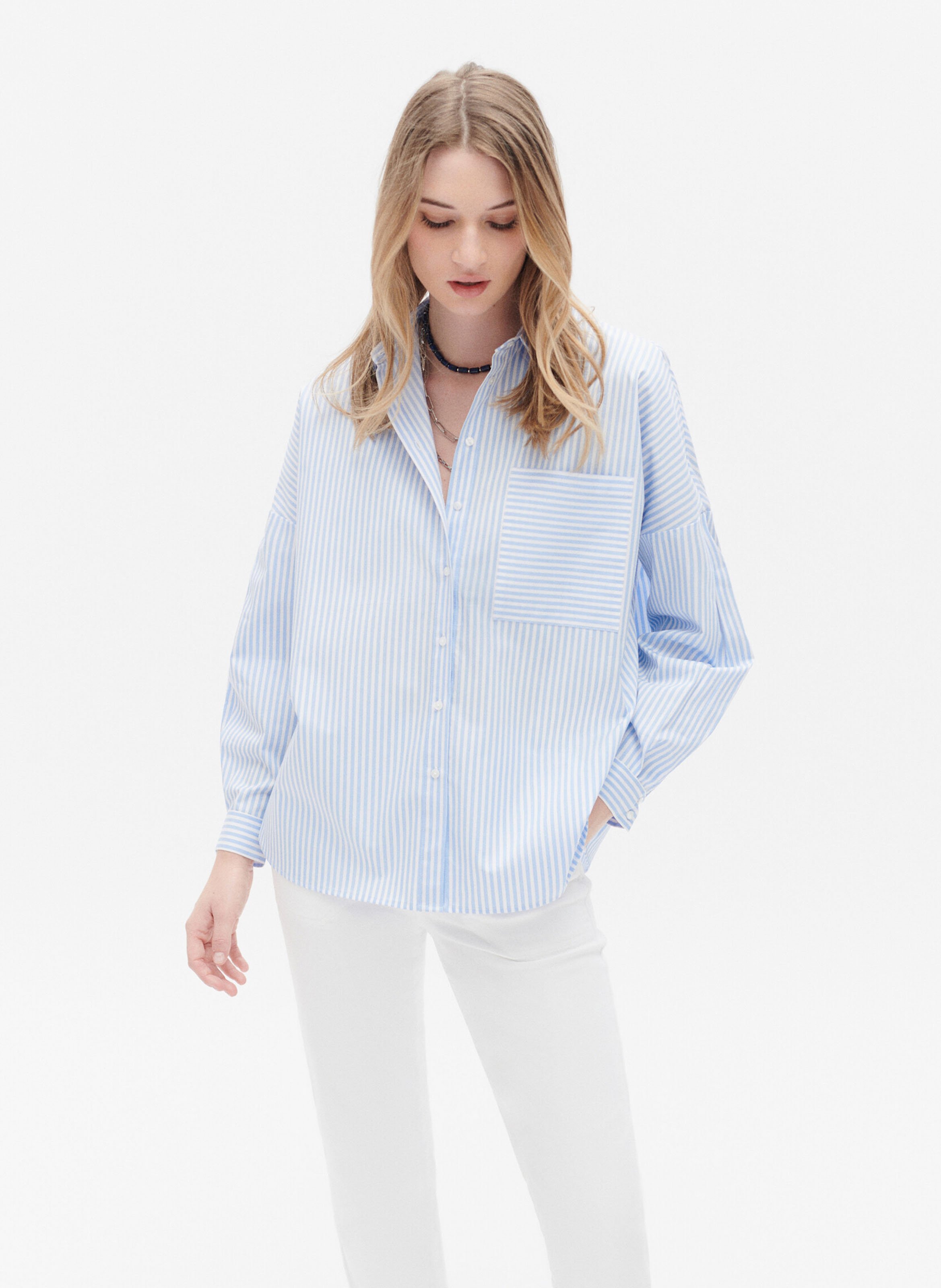 Chemise Femme Bleu Roi Chemise Marine Anna Poches En Viscose