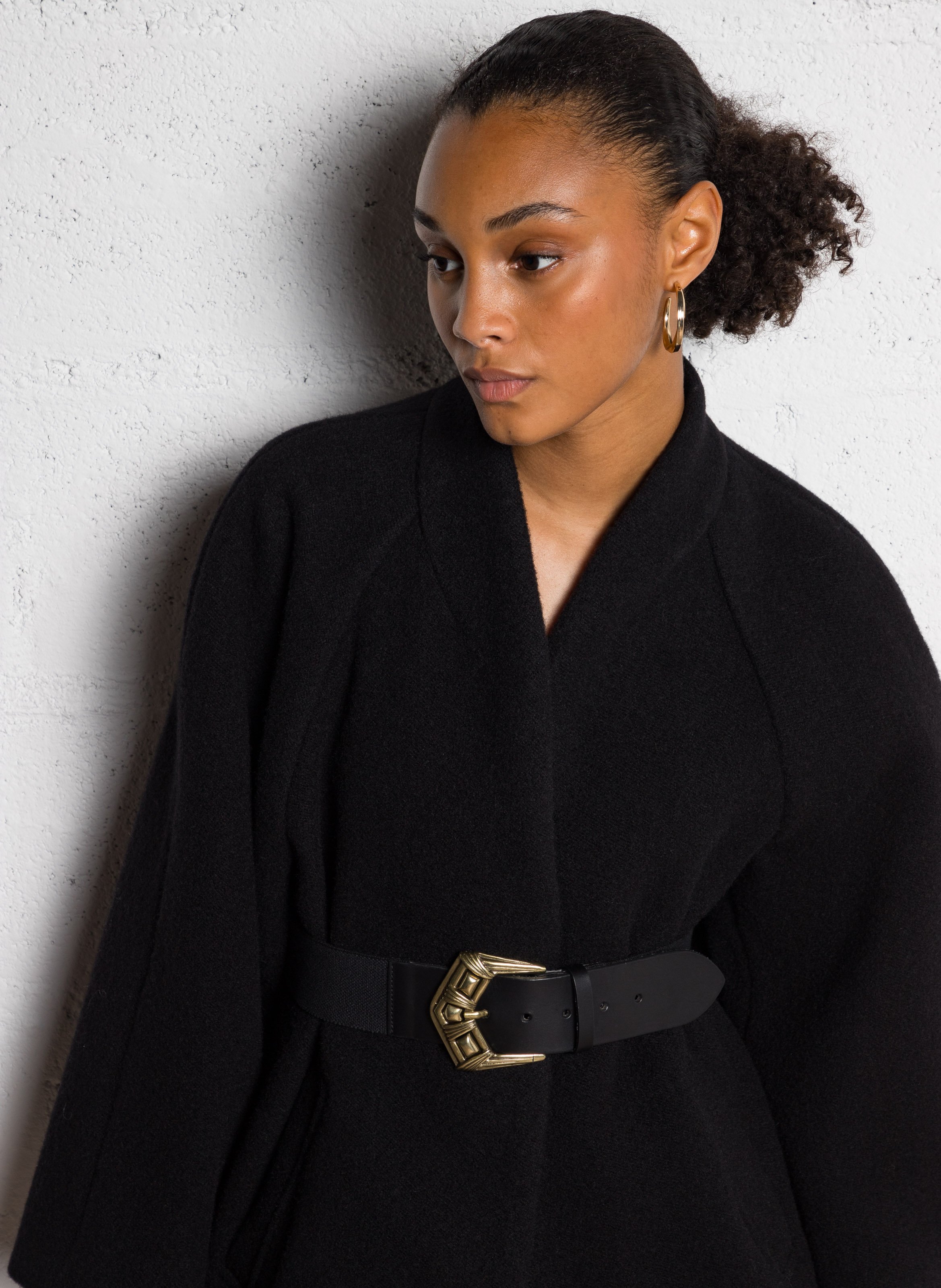 Cape droite col châle en laine BA&SH Noir