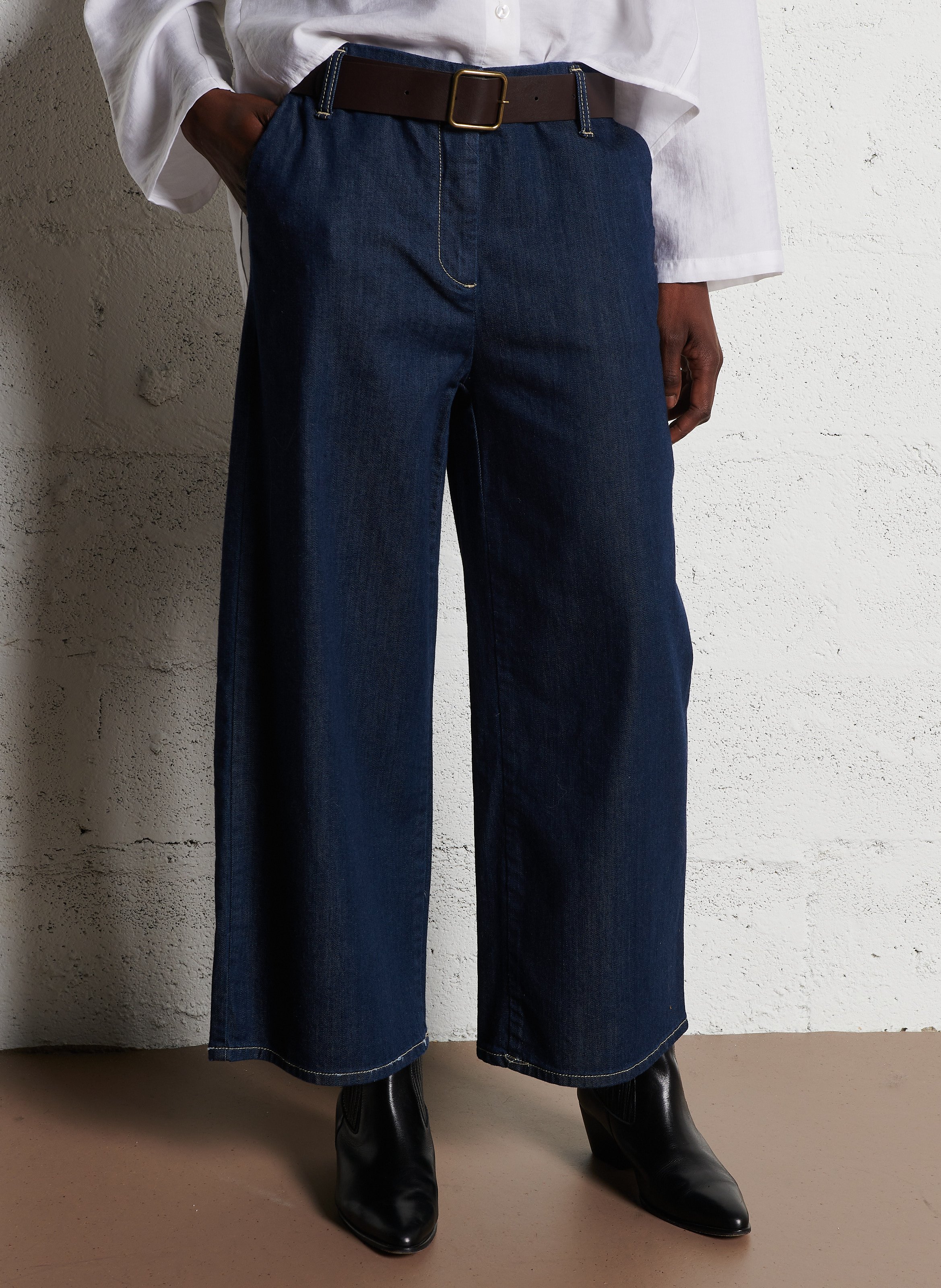 Jean large en coton mélangé PLEASE Bleu