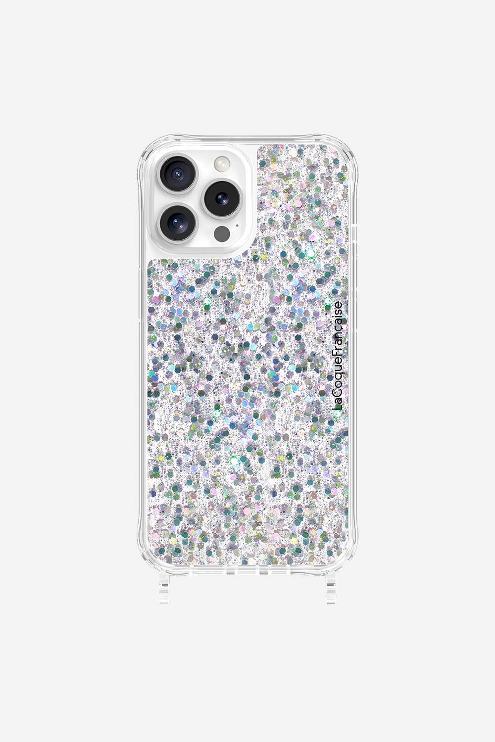 Glitter phone case with rings for iPhone 13 Pro Max LA COQUE FRANCAISE Silver