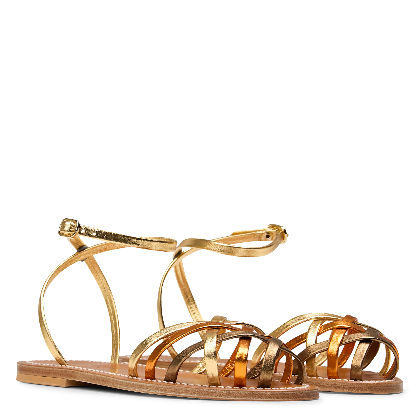 Aouda flat leather sandals K JACQUES Multicolored