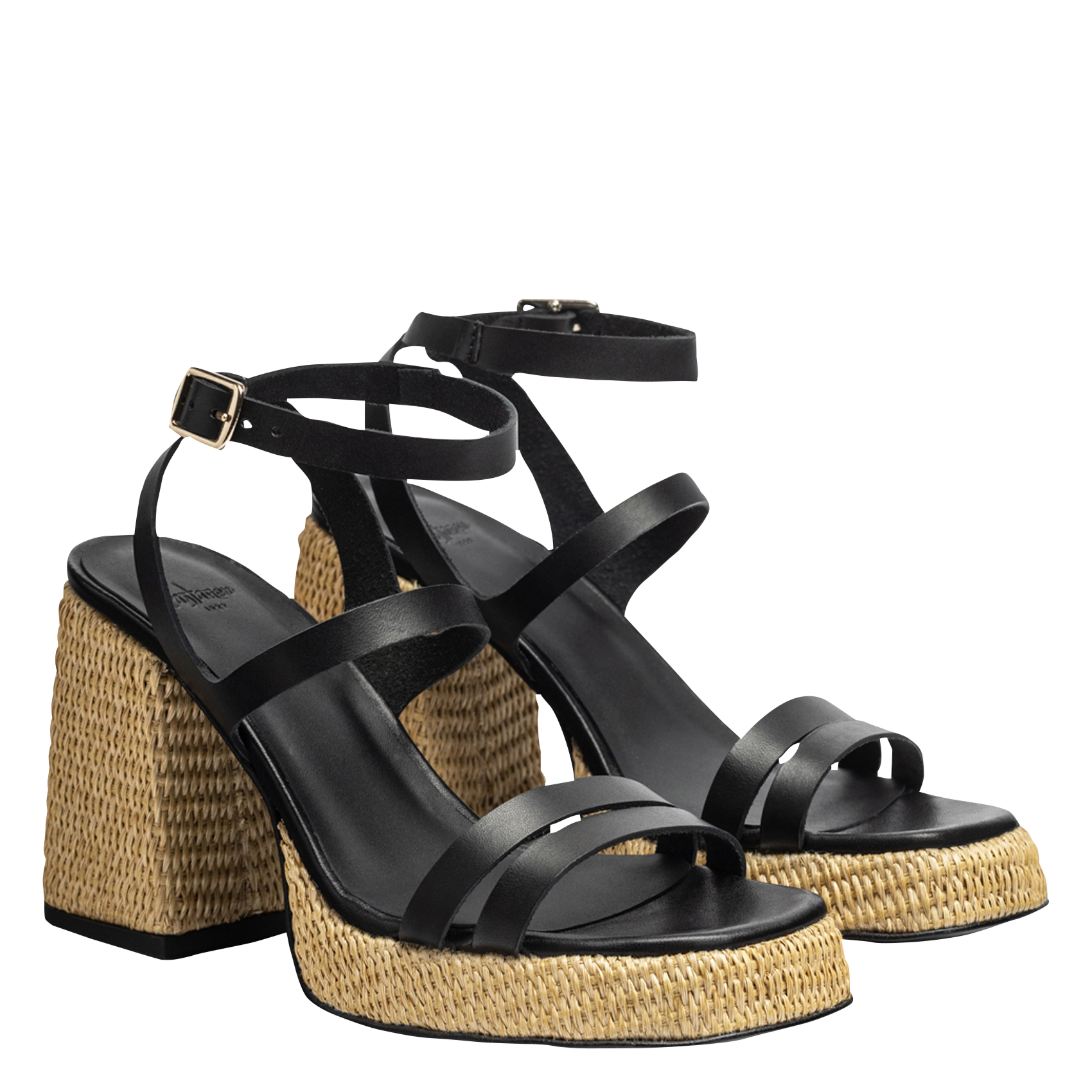 Sandales à talon en cuir CASTANER Noir