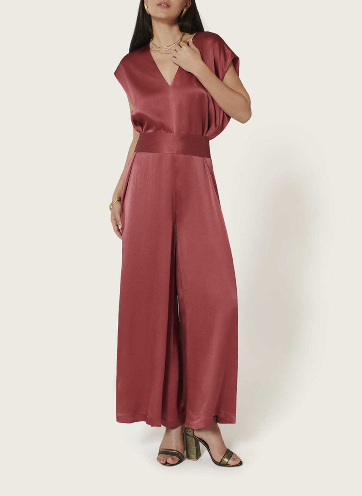 Zijden jumpsuit met wijde broek KARMA KOMA Roze