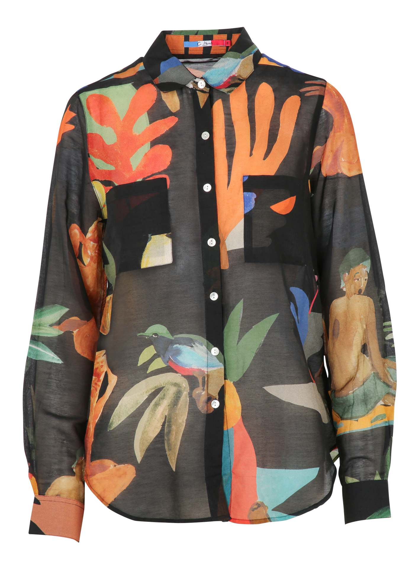 Gerade geschnittenes Hemd aus Baumwoll-Mix mit klassischem Kragen G.KERO Schwarz