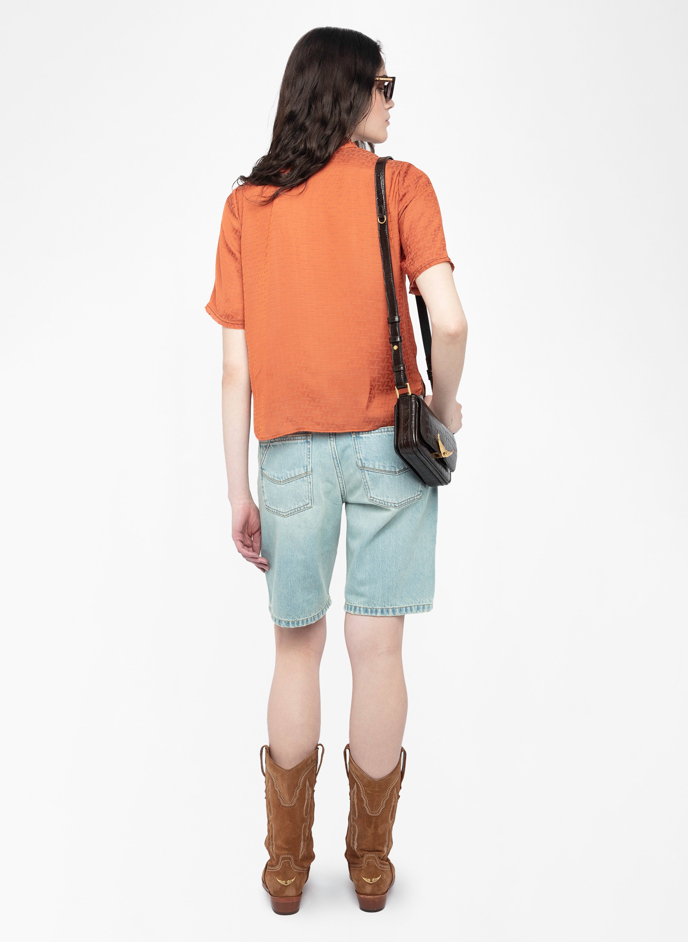 Top satiné à col victorien ZADIG&VOLTAIRE Marron