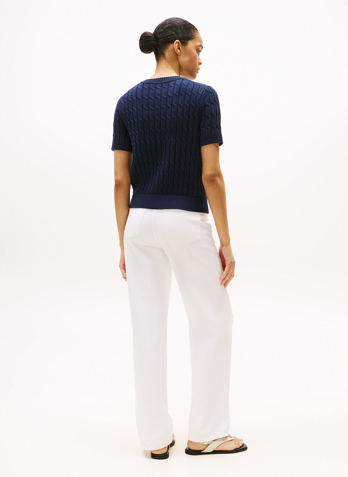 Pull col rond en  coton TOMMY HILFIGER Bleu