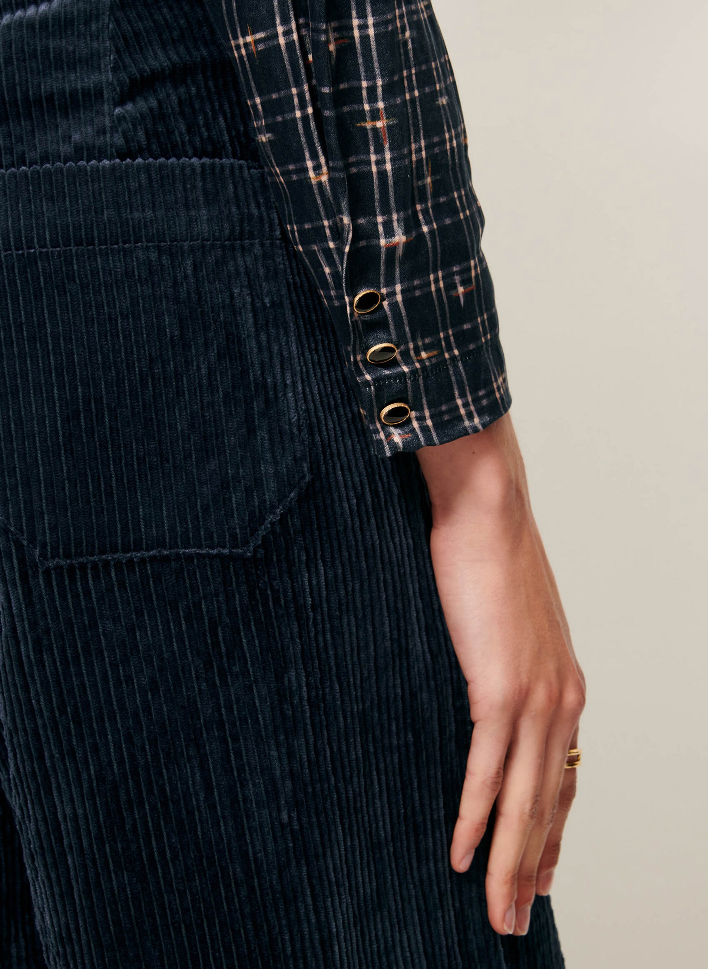 Fitted pleated checkered blouse SESSUN Multicolored