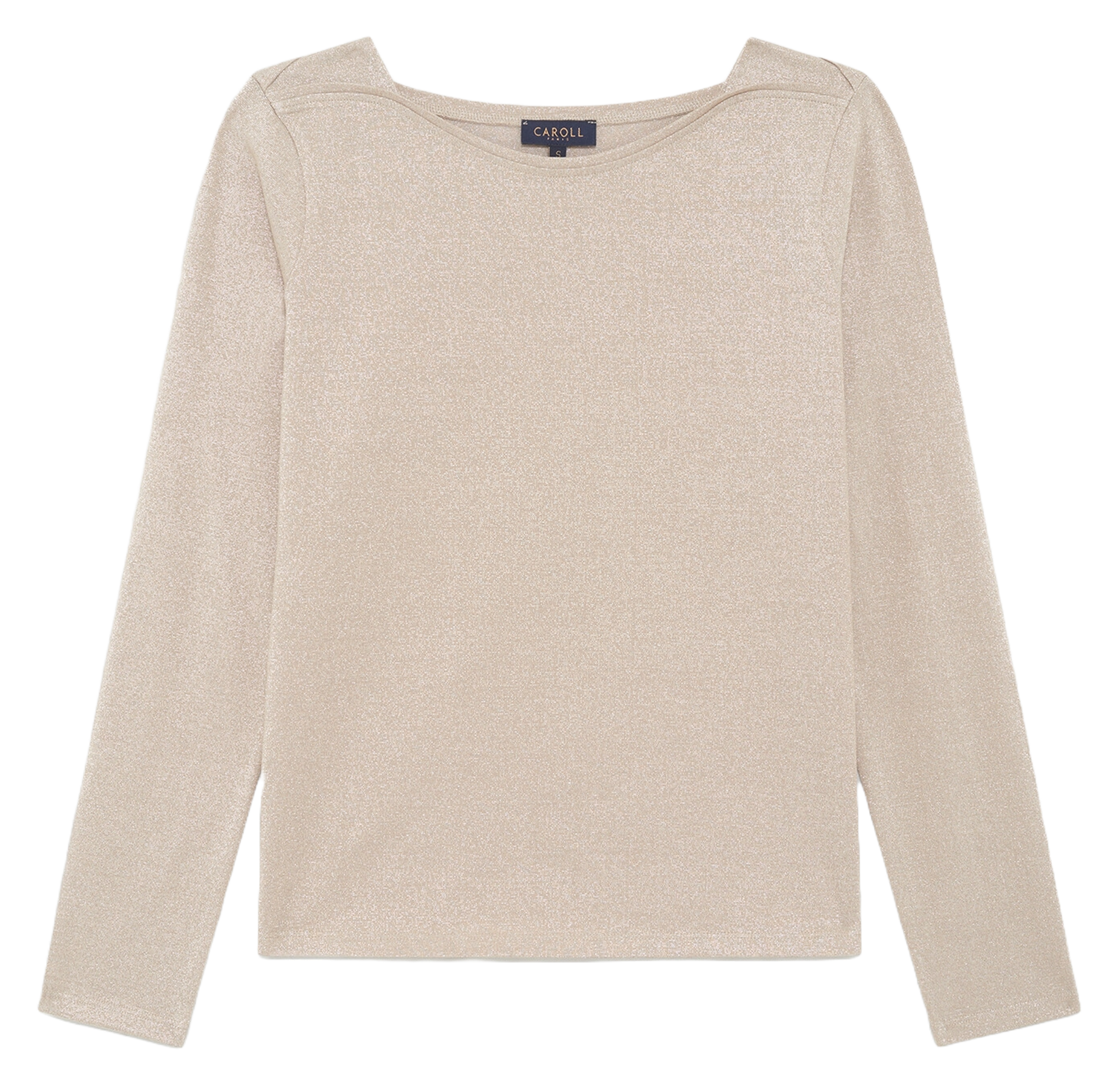 Tee-shirt col bateau en coton mélangé CAROLL Beige