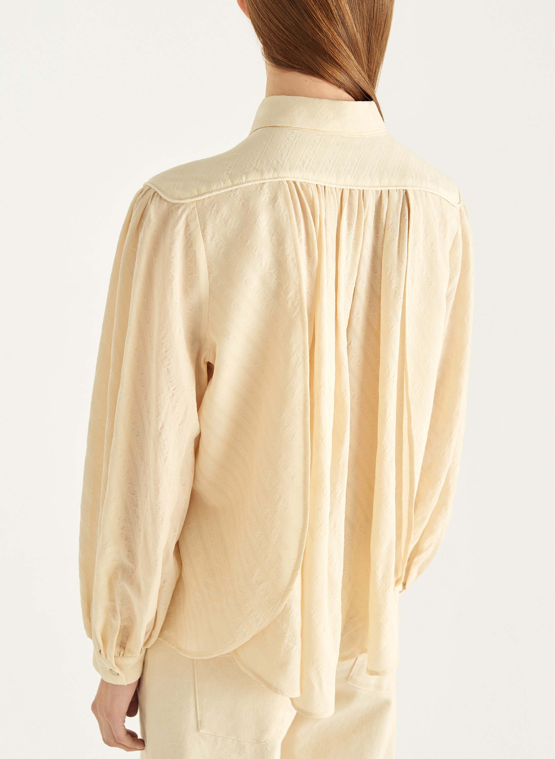 Overhemd met klassieke kraag van wol en zijde COTELAC Wit