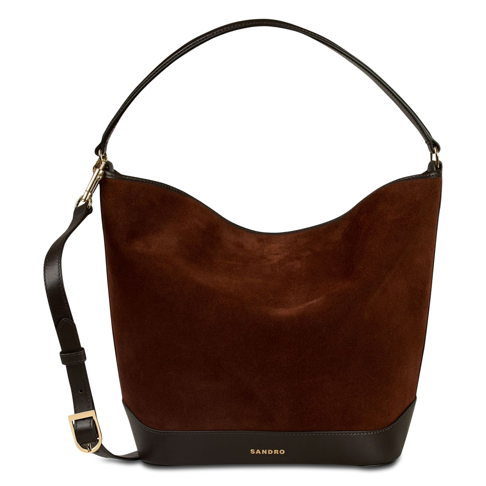 Sac bandoulière en cuir SANDRO Marron