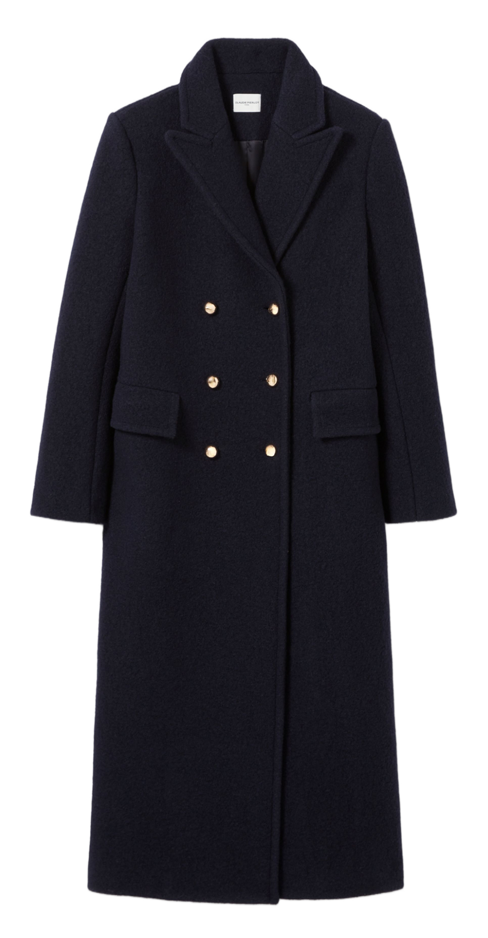 Mittellanger einfarbiger Wollmantel CLAUDIE PIERLOT Blau