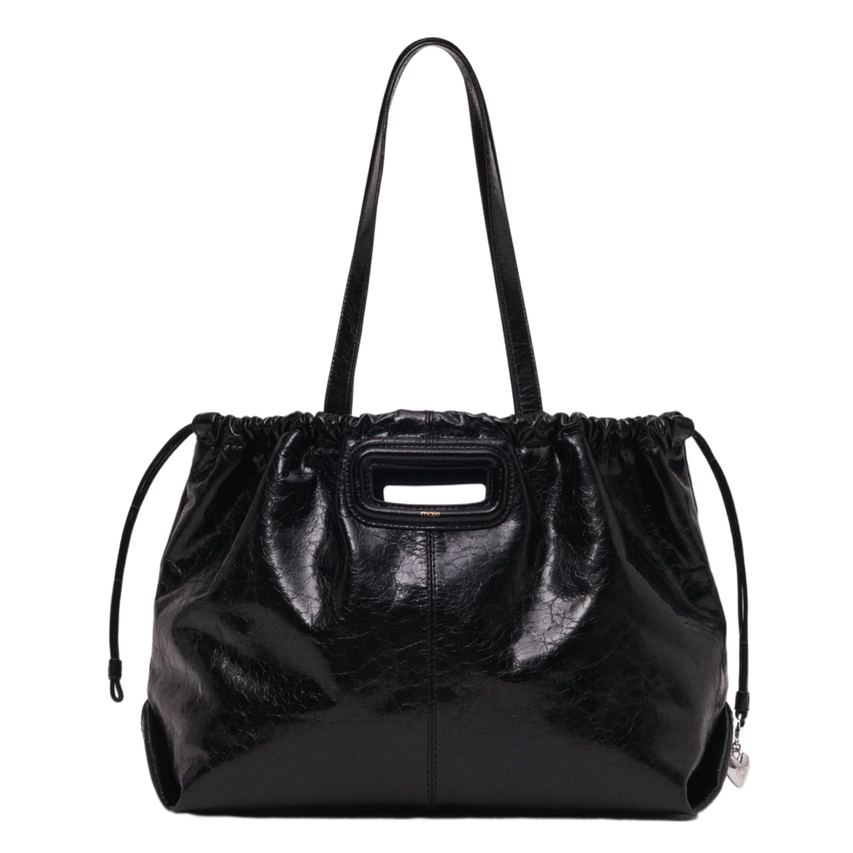 Buideltas van getextureerd leer met veters MAJE