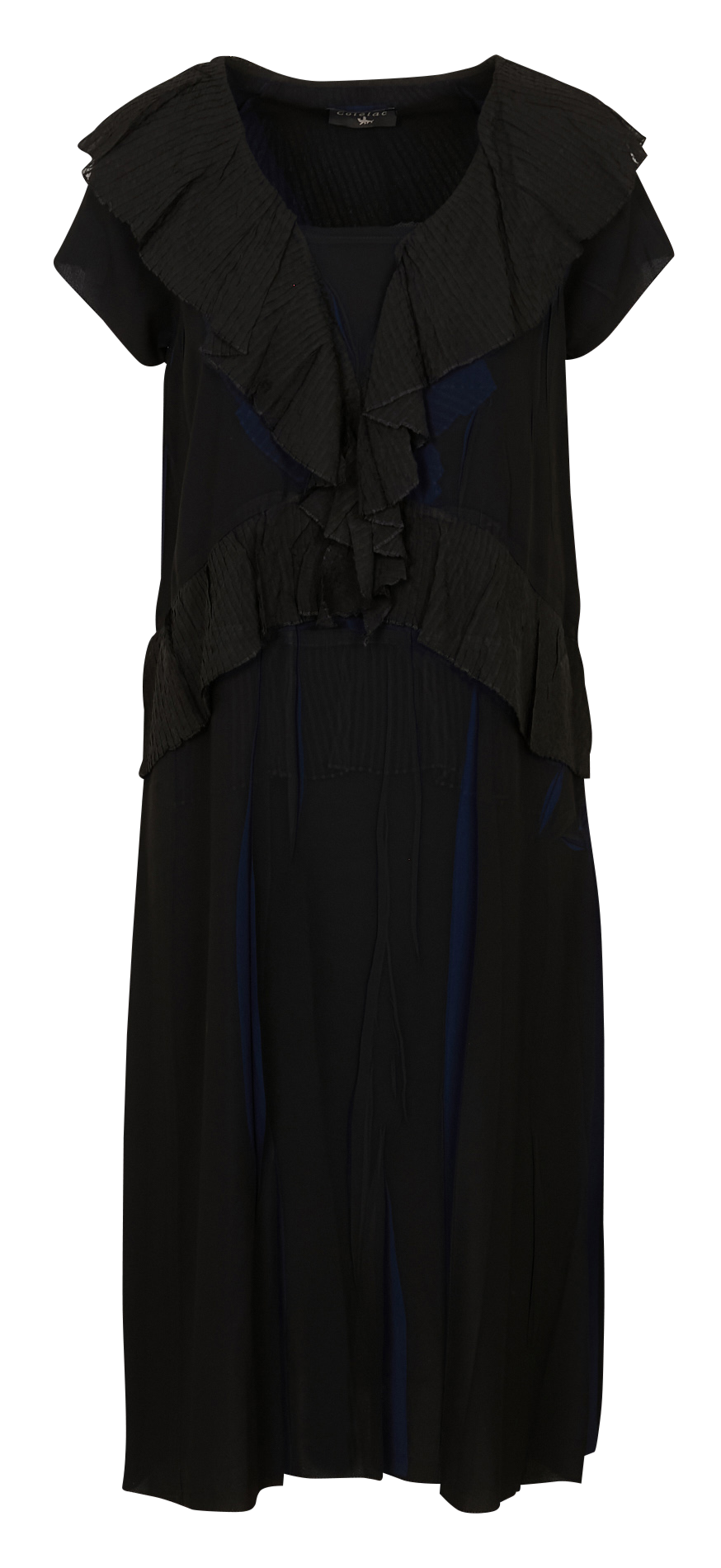 Robe midi col v plissée COTELAC Bleu