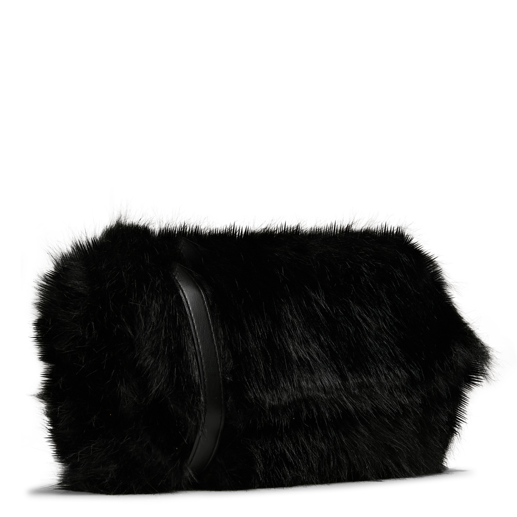 Fur effect baguette bag AU PRINTEMPS PARIS Black