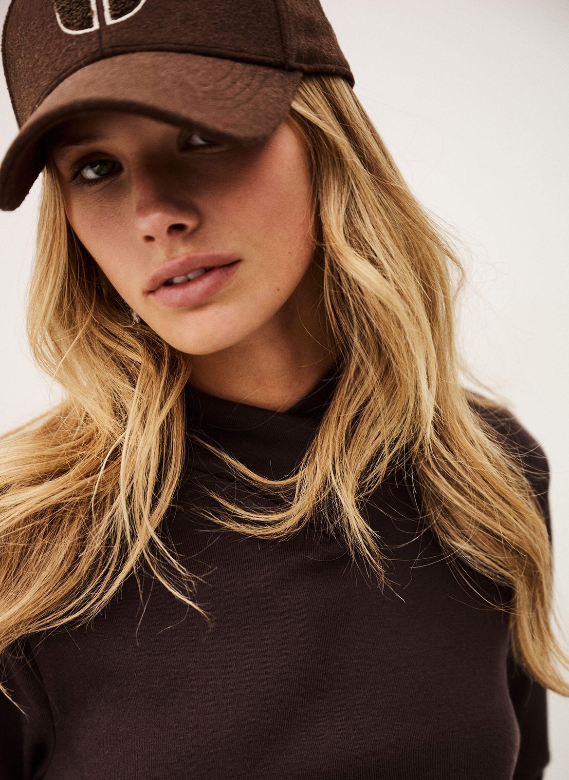 Pull col montant en en coton BA&SH Marron