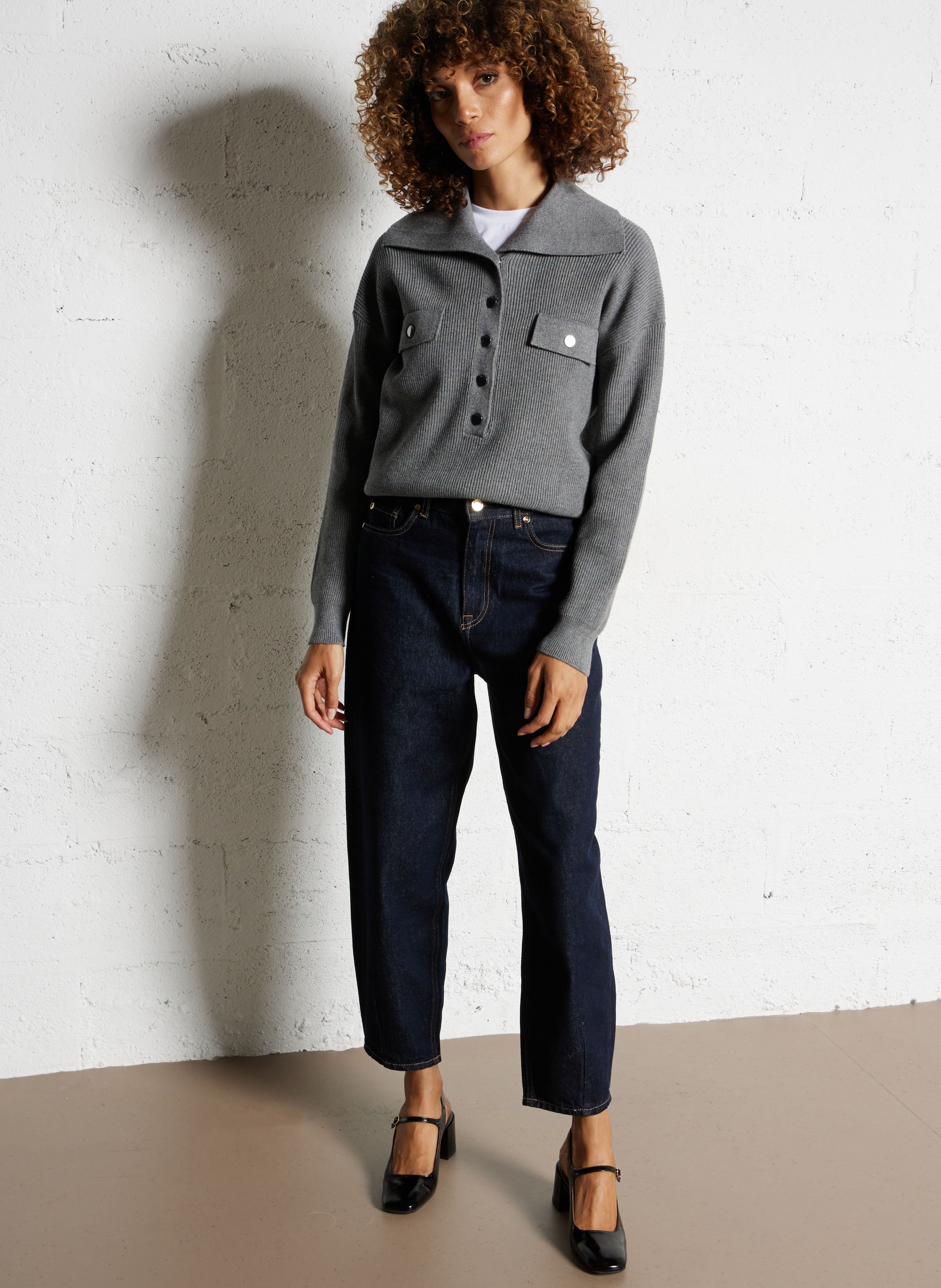 Pull maxi col  LIU JO Gris