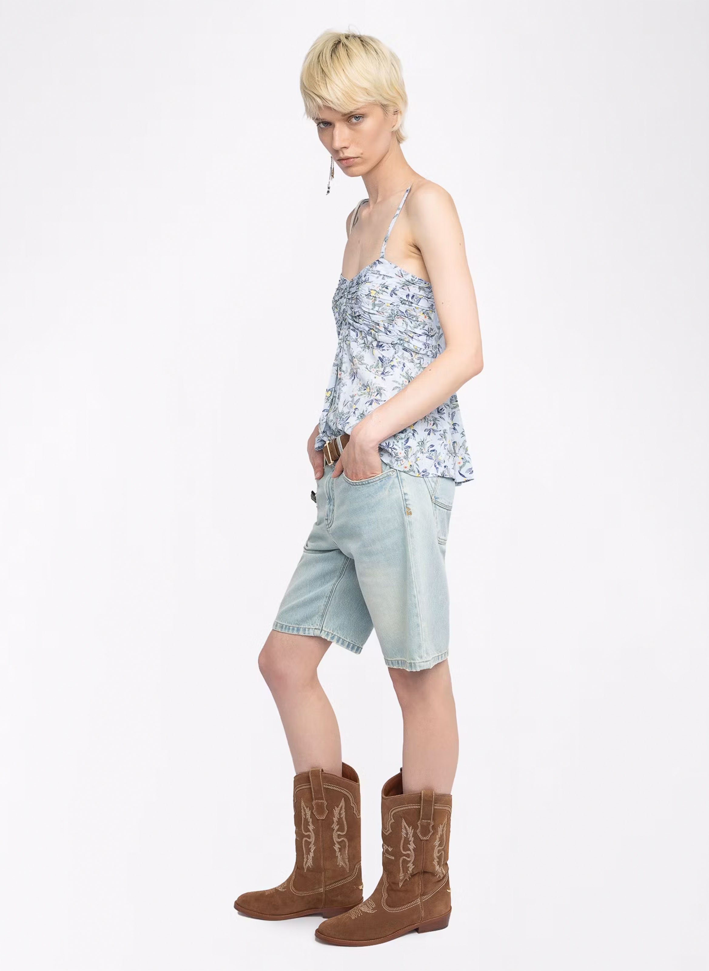 Flowy Floral Ruched Tank Top ZADIG&VOLTAIRE Blue
