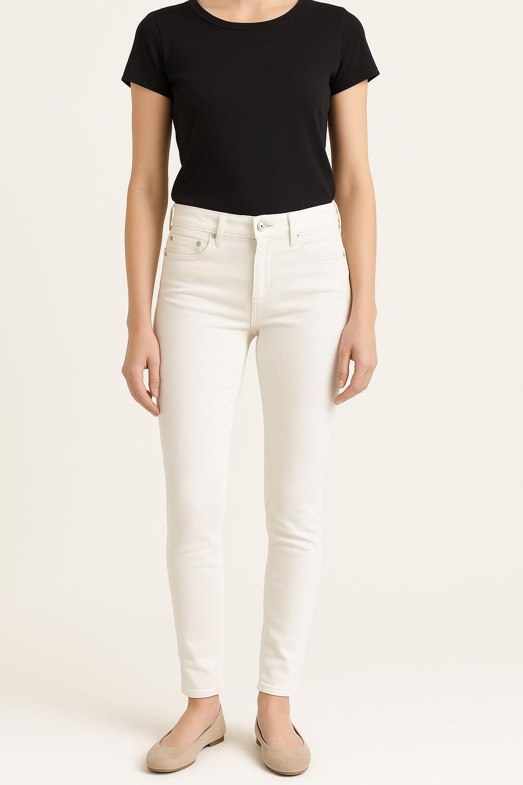 Cropped slim jeans with studs LEVI'S - Seconde main White