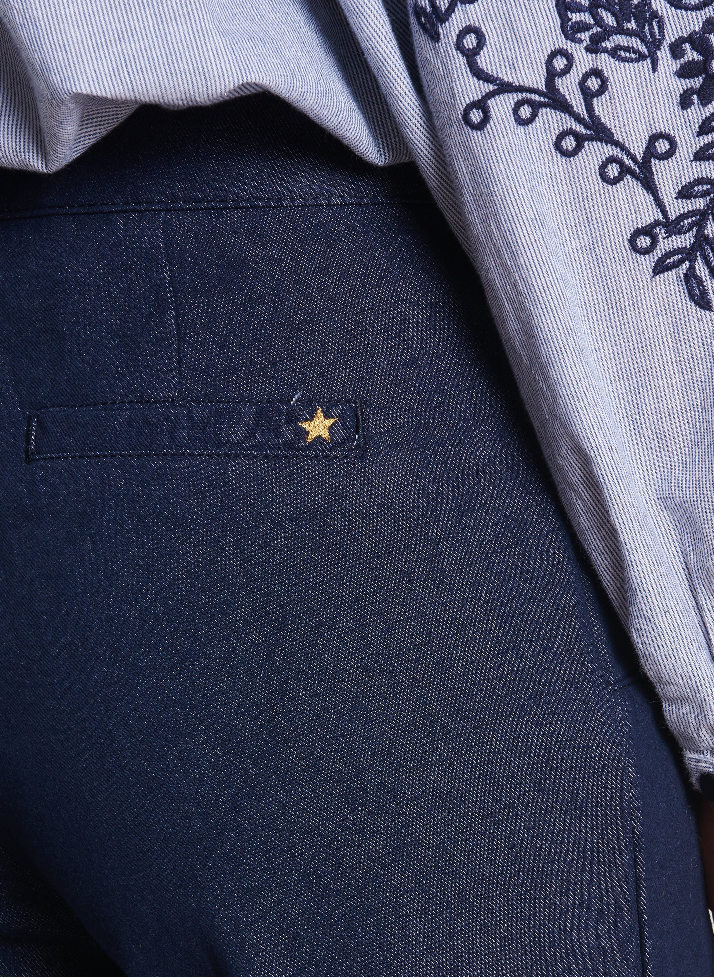 Pantalon droit en velours côtelé LA PETITE ETOILE Bleu