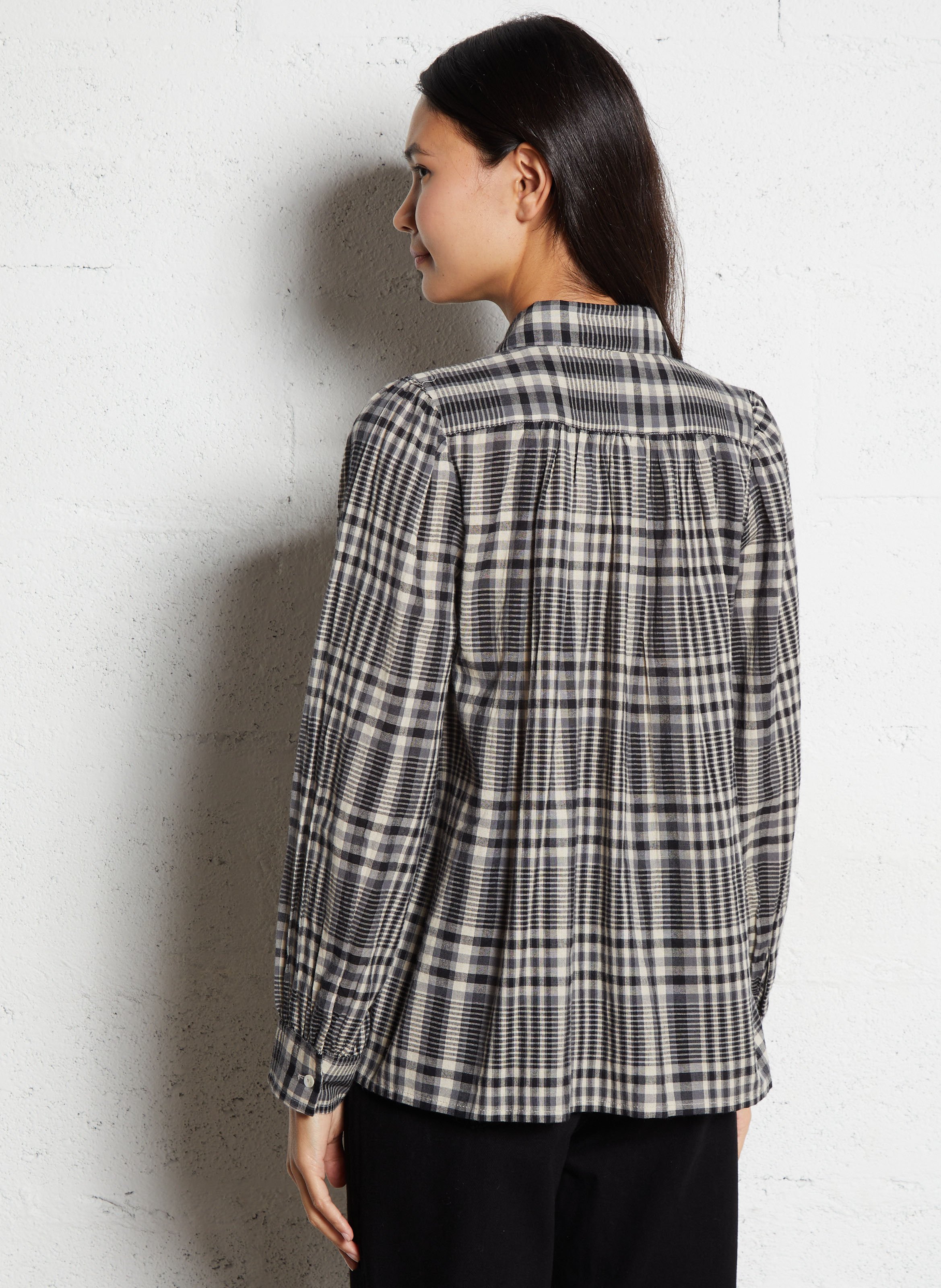 Blouse met klassieke kraag en ruiten LEON & HARPER Grijs