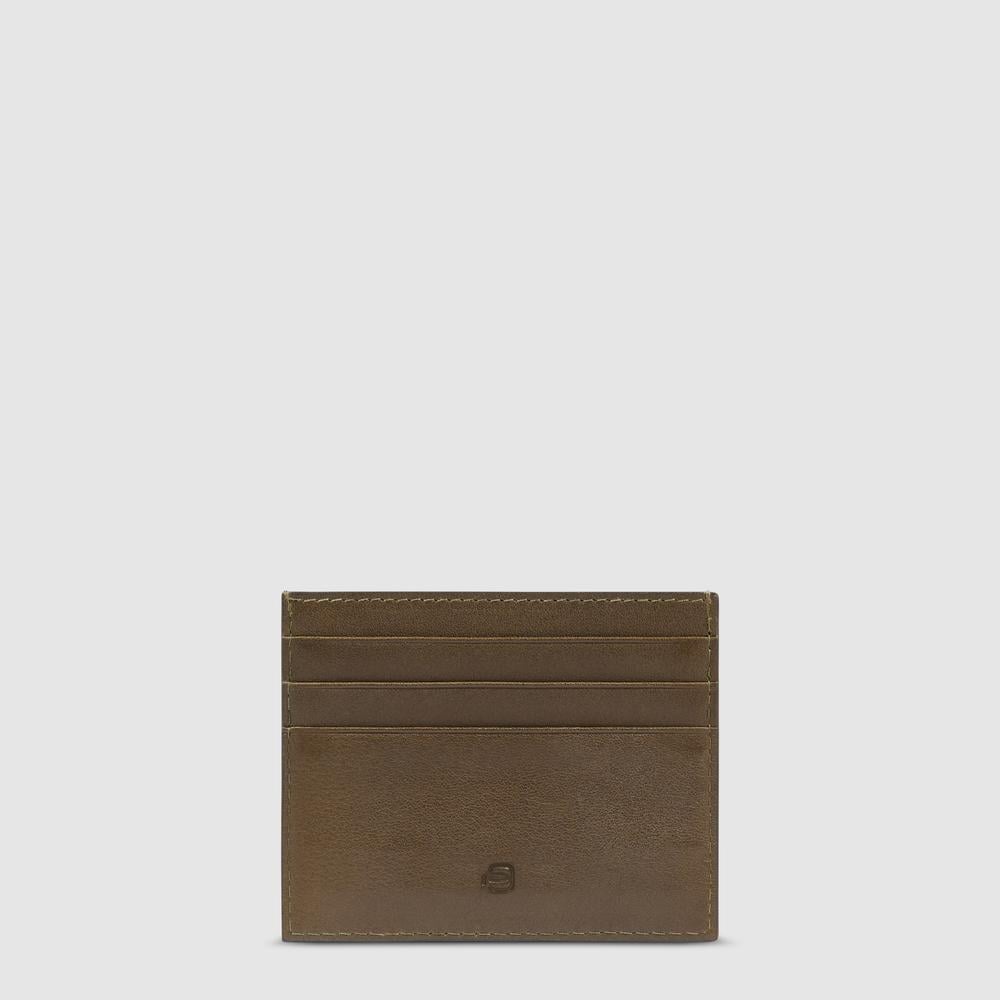 Men's slim leather credit card holder with RFID protection PIQUADRO Green