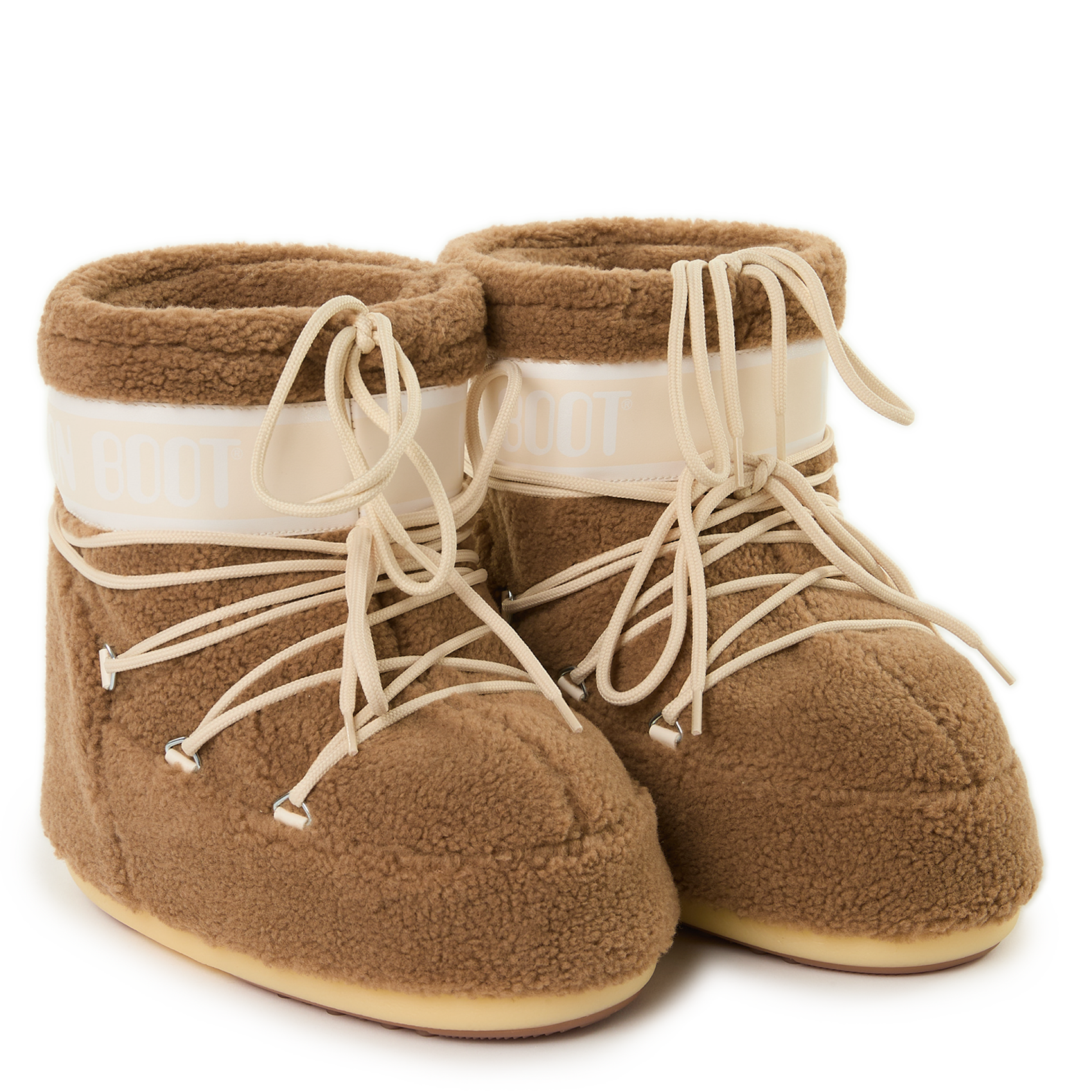 Boots à lacets en fourrure bouclée MOON BOOT Marron