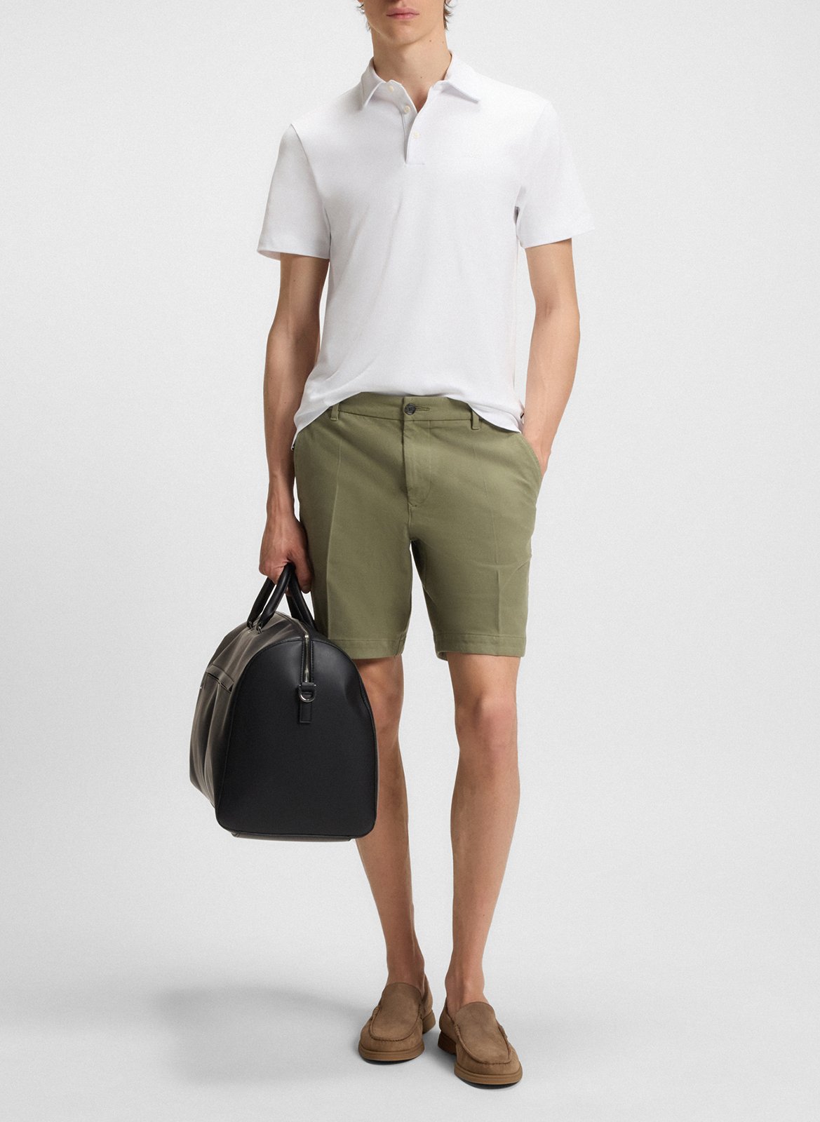 Slim-fit cotton polo shirt BOSS White