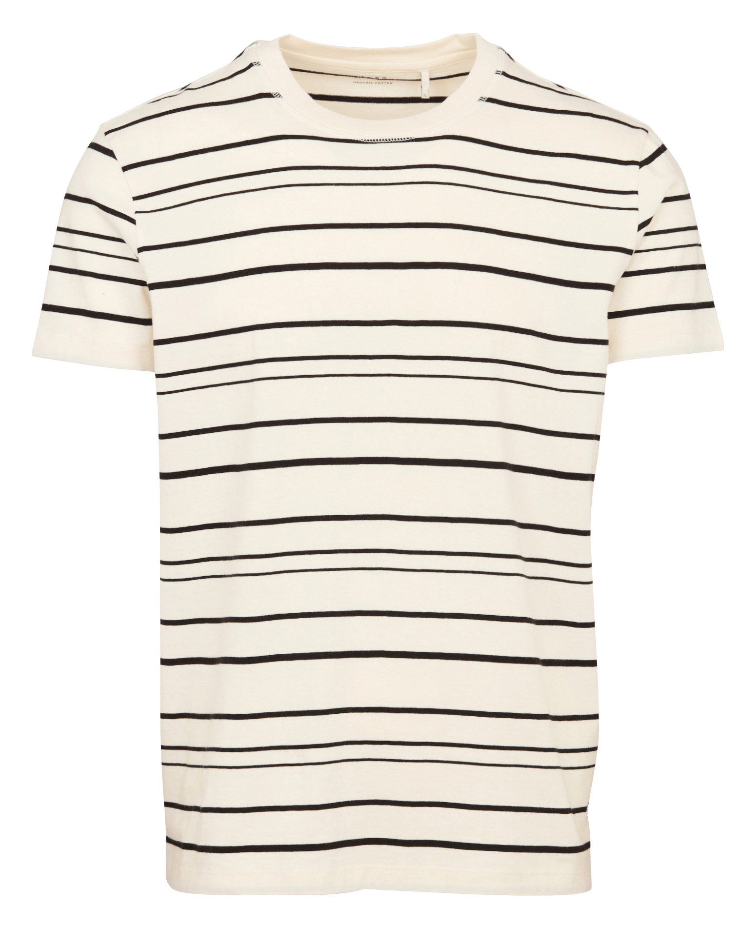 Gerader Rundhalsausschnitt gestreiftes Baumwoll-T-Shirt IKKS Weiss