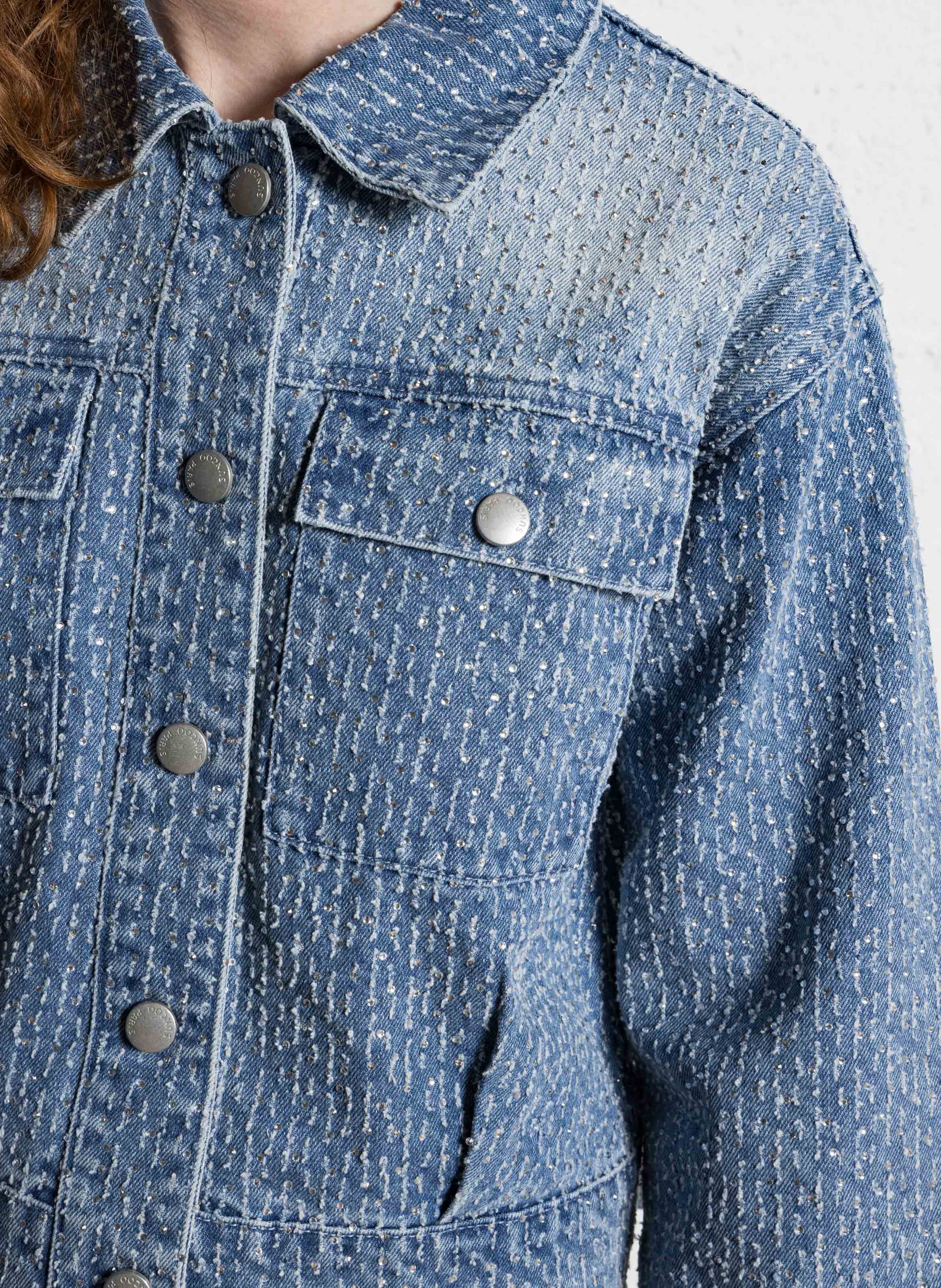 Veste en jean à strass SUNCOO Bleu