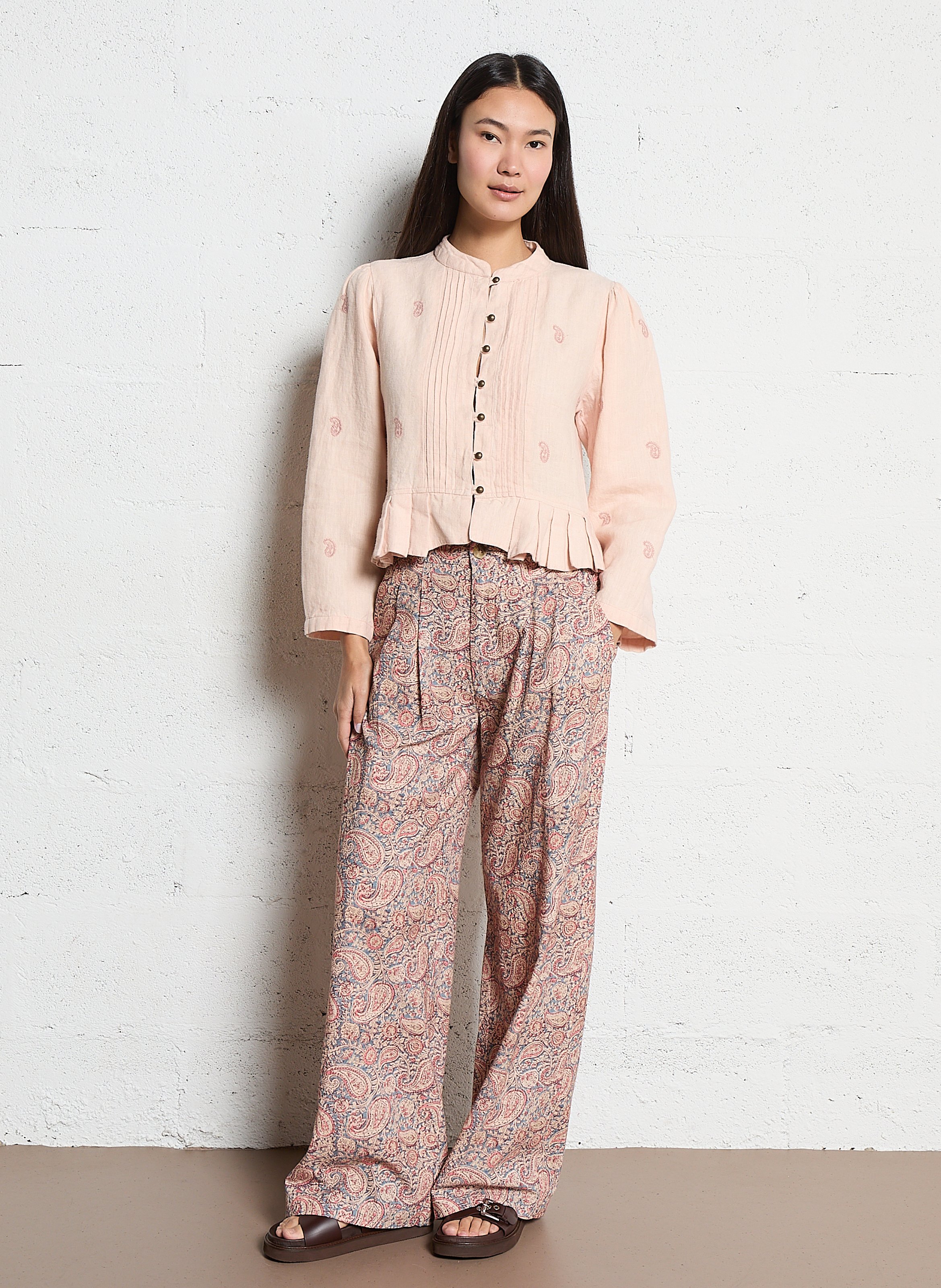 Kurze gerade Jacke mit Volants MAISON HOTEL Rosa