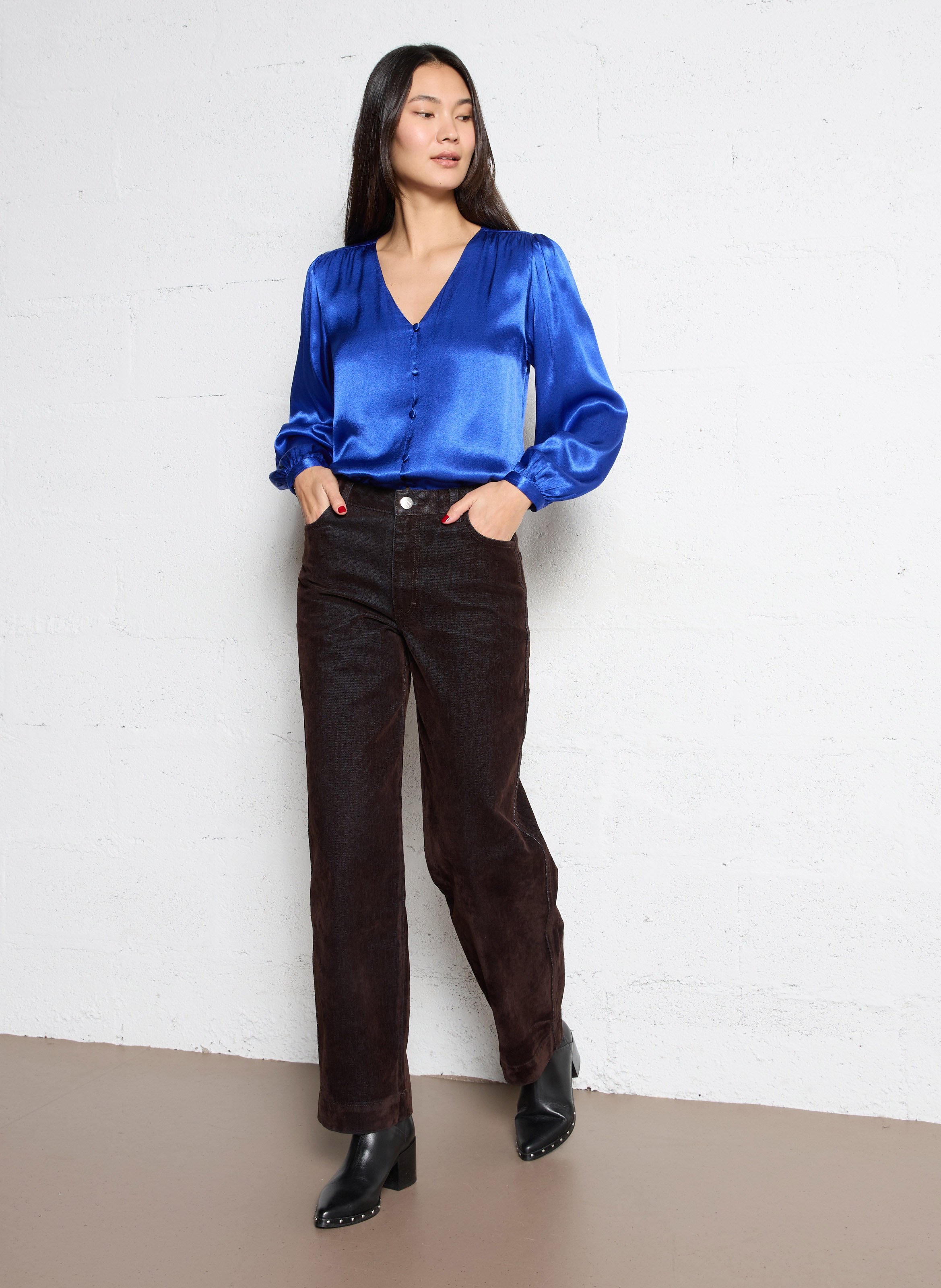 Chemise droite à col V LA PETITE ETOILE Bleu